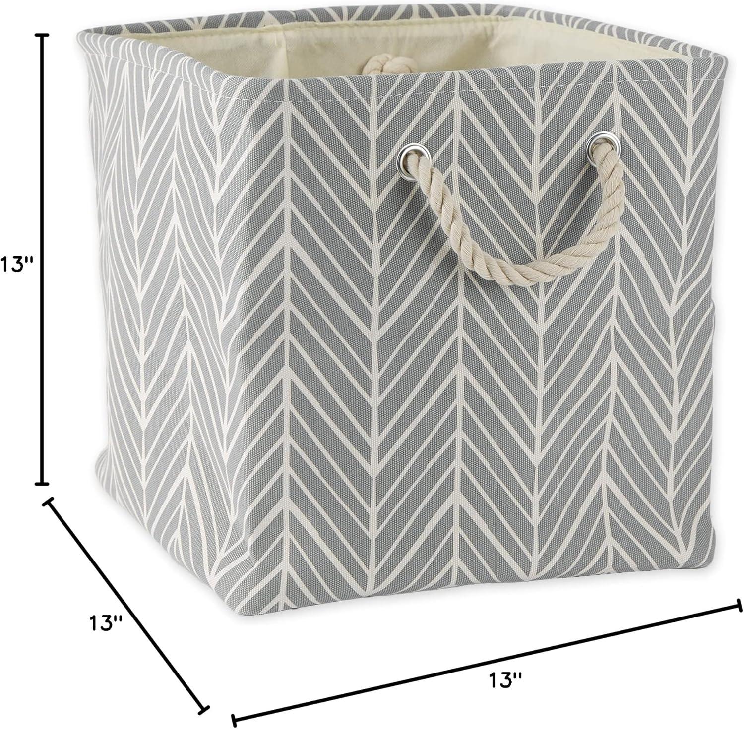 Polyester Bin Herringbone Gray Square 13x13x13