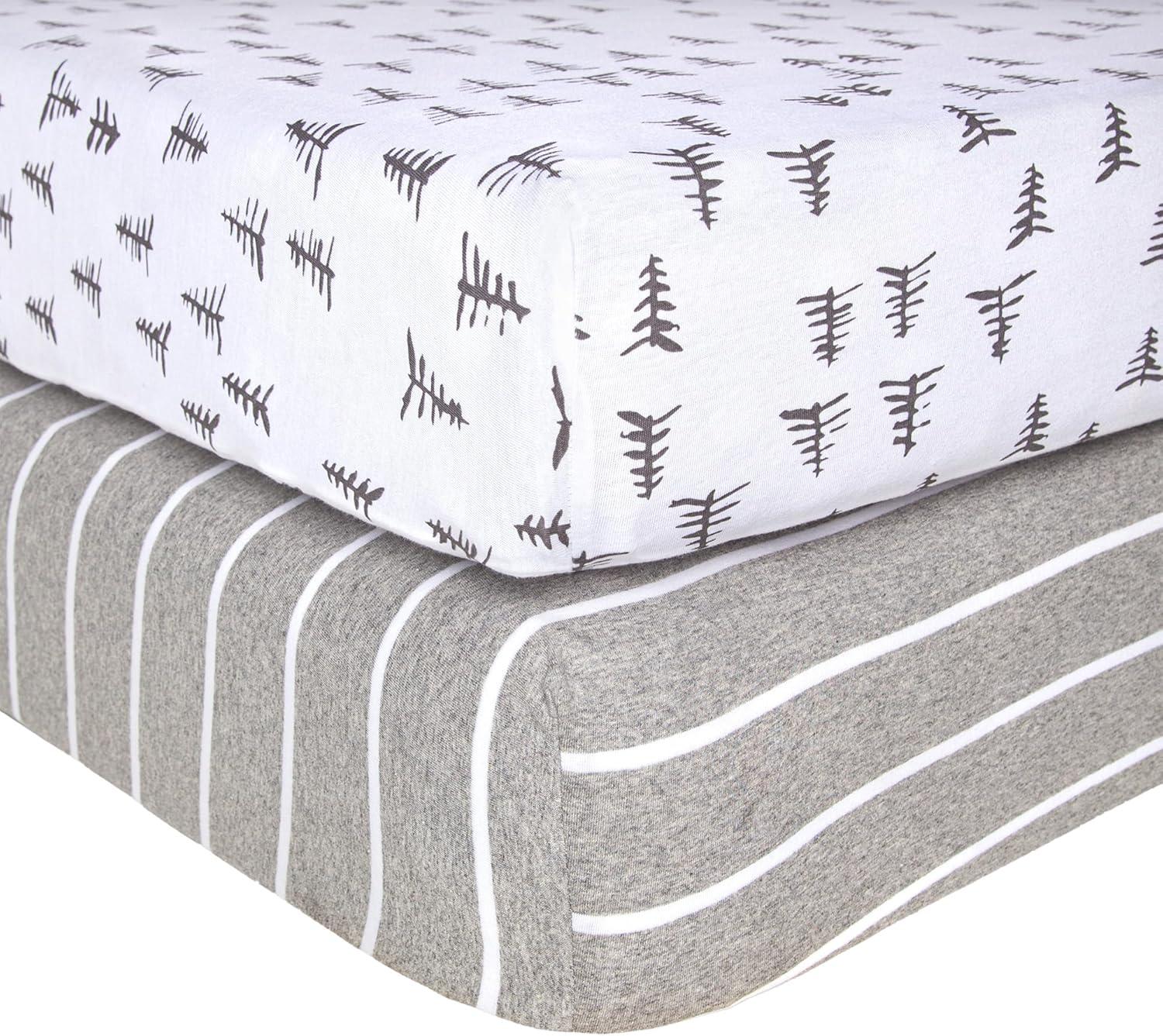 Burt's Bees Baby 100% Organic Cotton Solid Fitted Unisex Crib Sheets, Heather Grey, 2-Pack