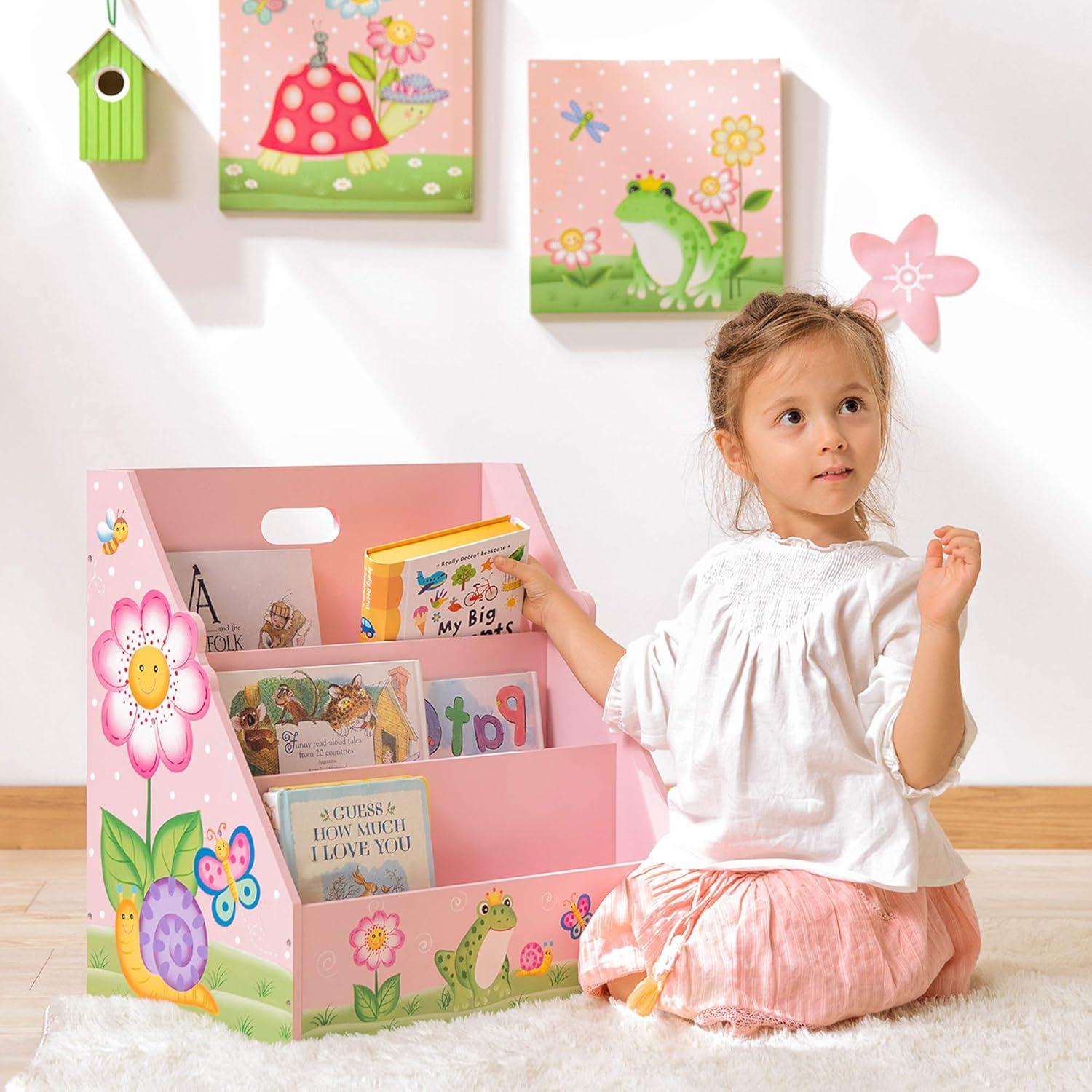 Magic Garden Whimsical Wooden Kids Ladder Bookshelf