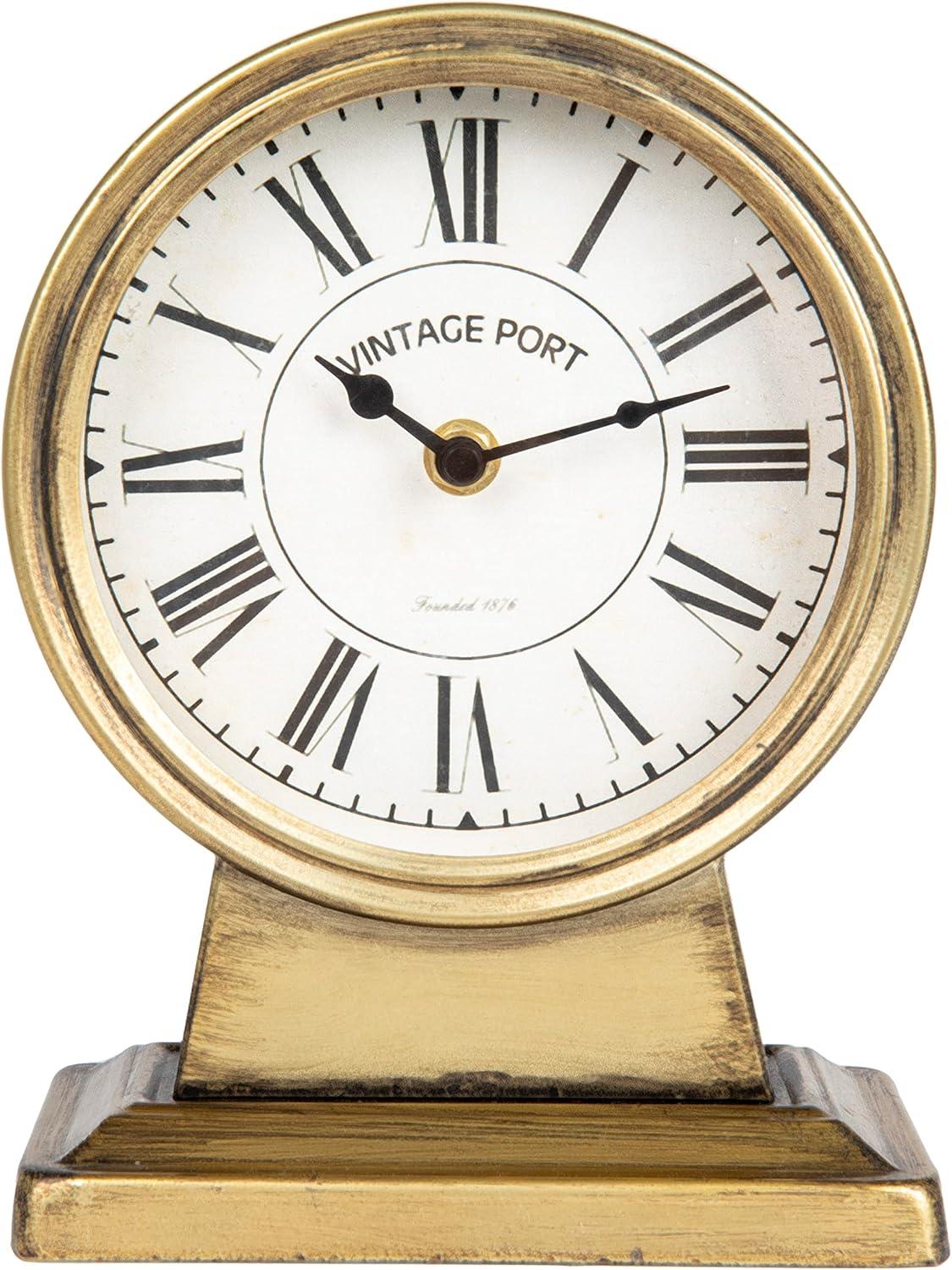 Creative Co-Op Quartz Gold Metal Tabletop Clock