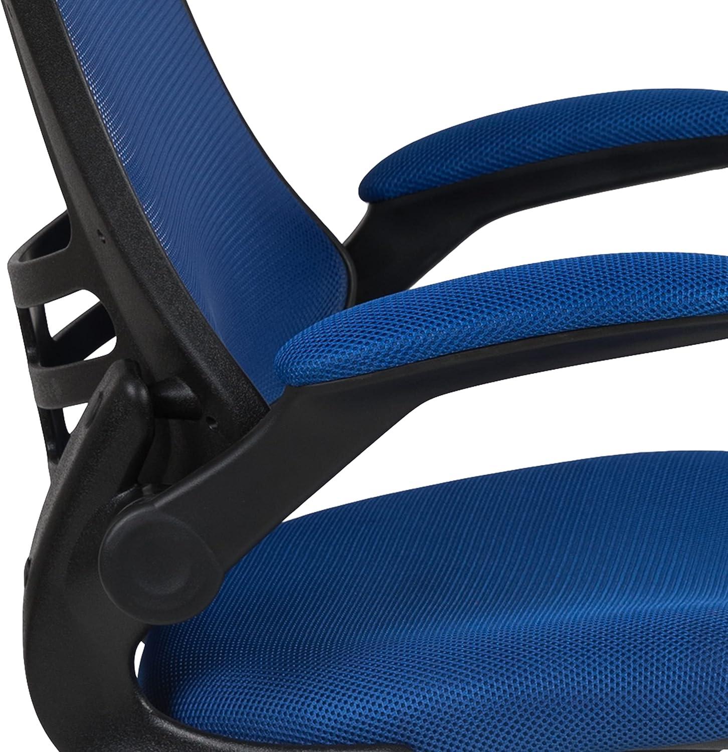Blue Mesh Mid-Back Ergonomic Office Chair with Adjustable Arms