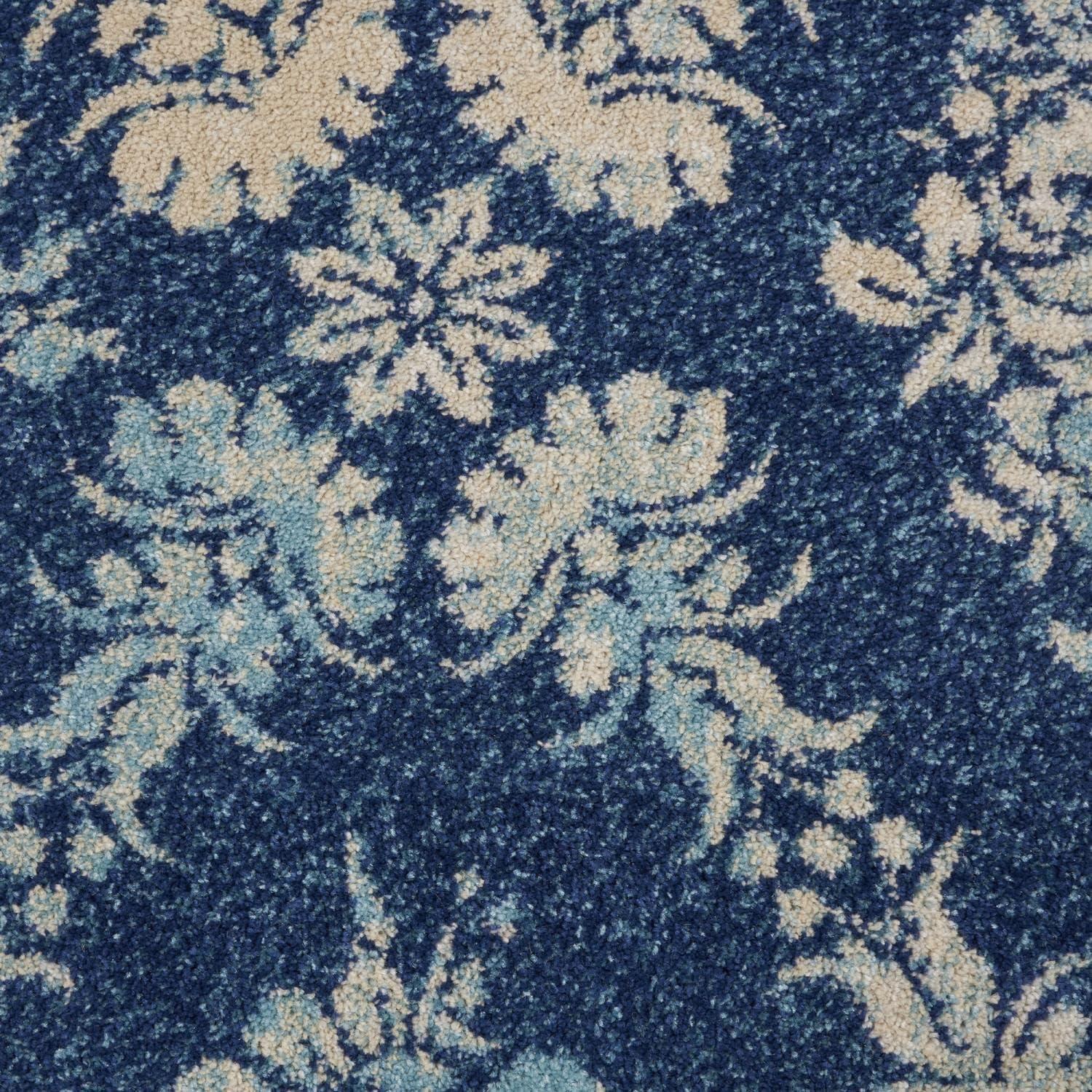 Nourison Tranquil Floral Navy/Light Blue 8' x 10' Area Rug, (8x10)