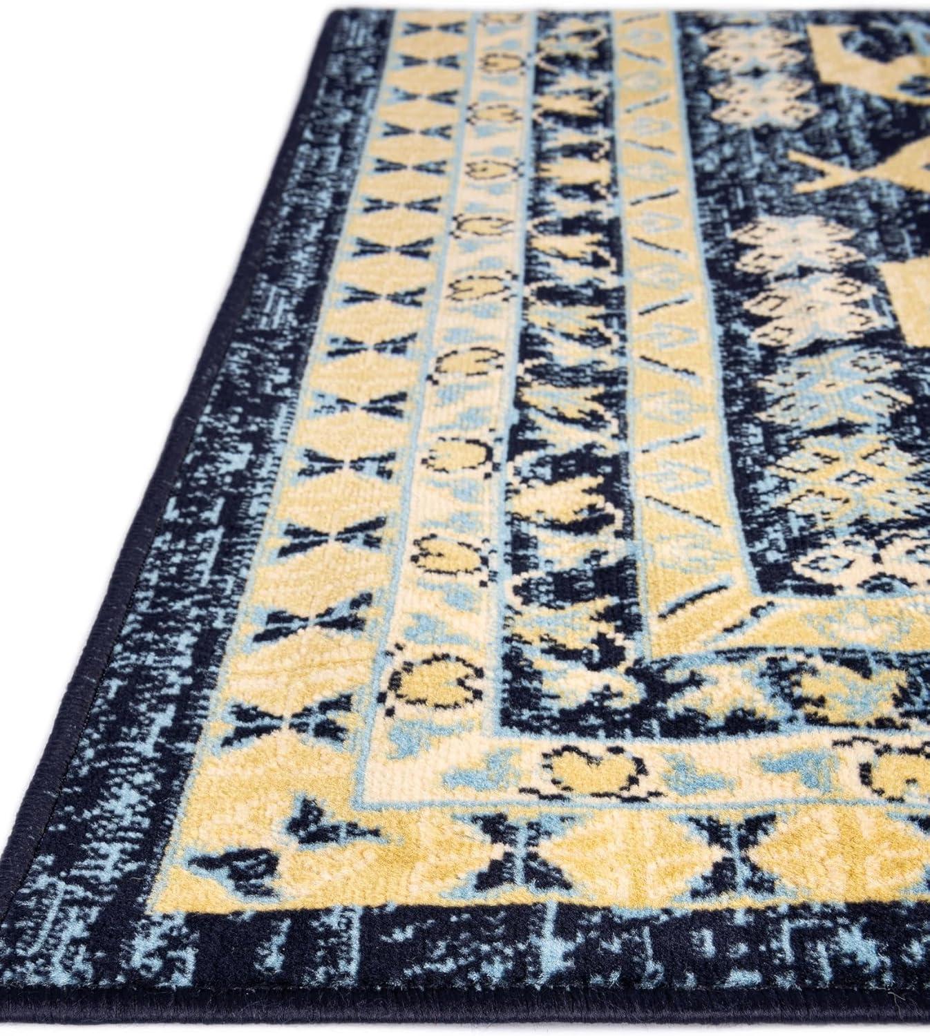 Unique Loom 7' 1 x 10' 0 Navy Blue Taftan Oasis Area Rug