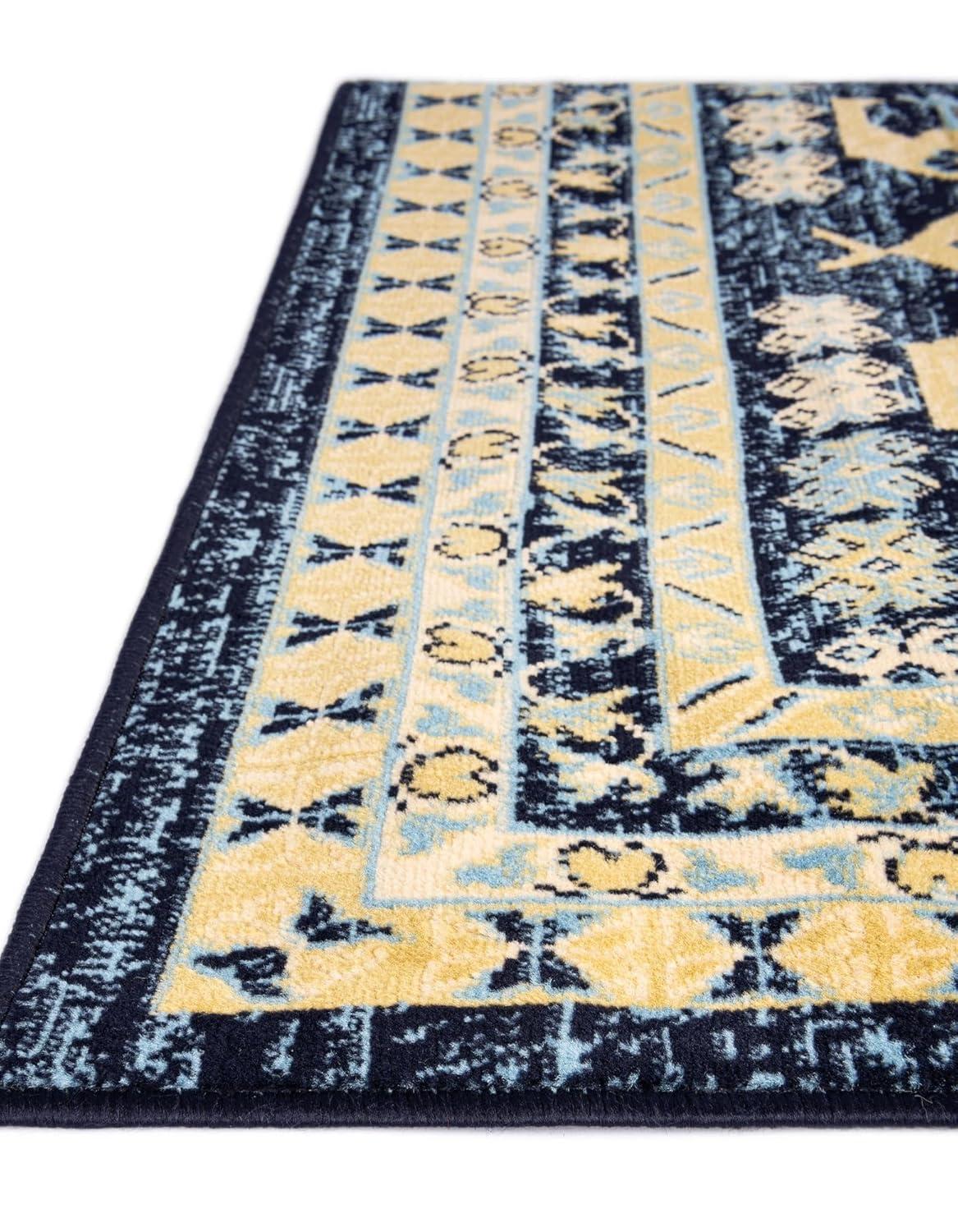 Unique Loom 7' 1 x 10' 0 Navy Blue Taftan Oasis Area Rug