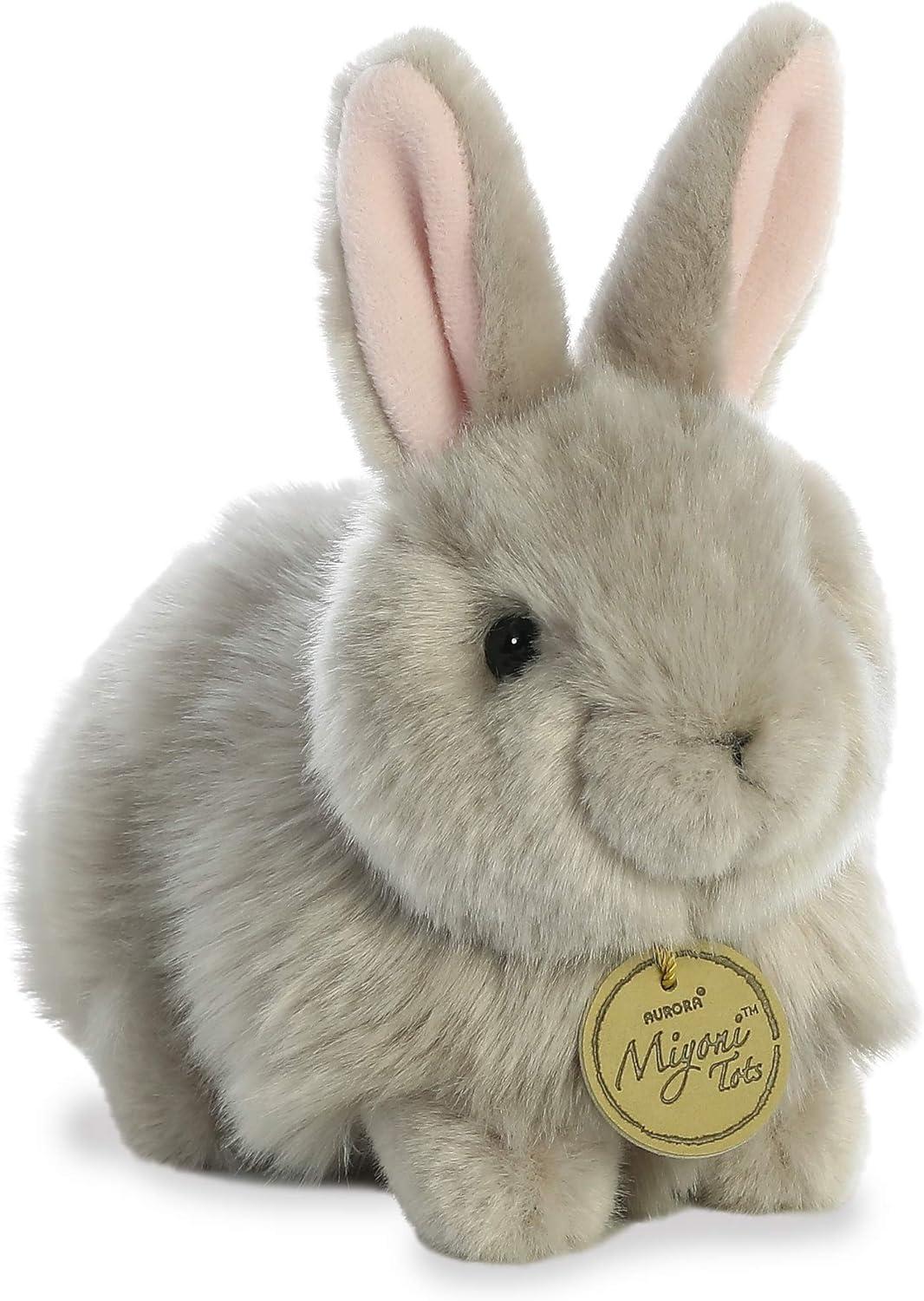 Aurora Small Angora Bunny Miyoni Realistic Stuffed Animal Grey 7.5"