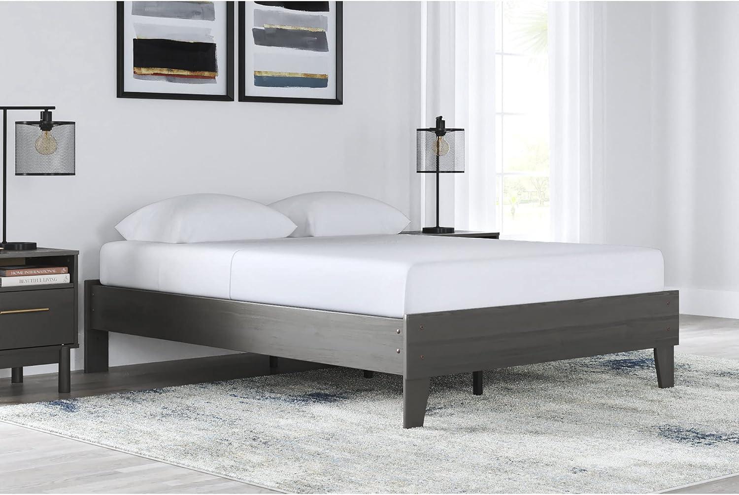 Signature Design by Ashley Queen Finch Platform Bed Black : Modern Style, MDF Frame, No Box Spring Needed
