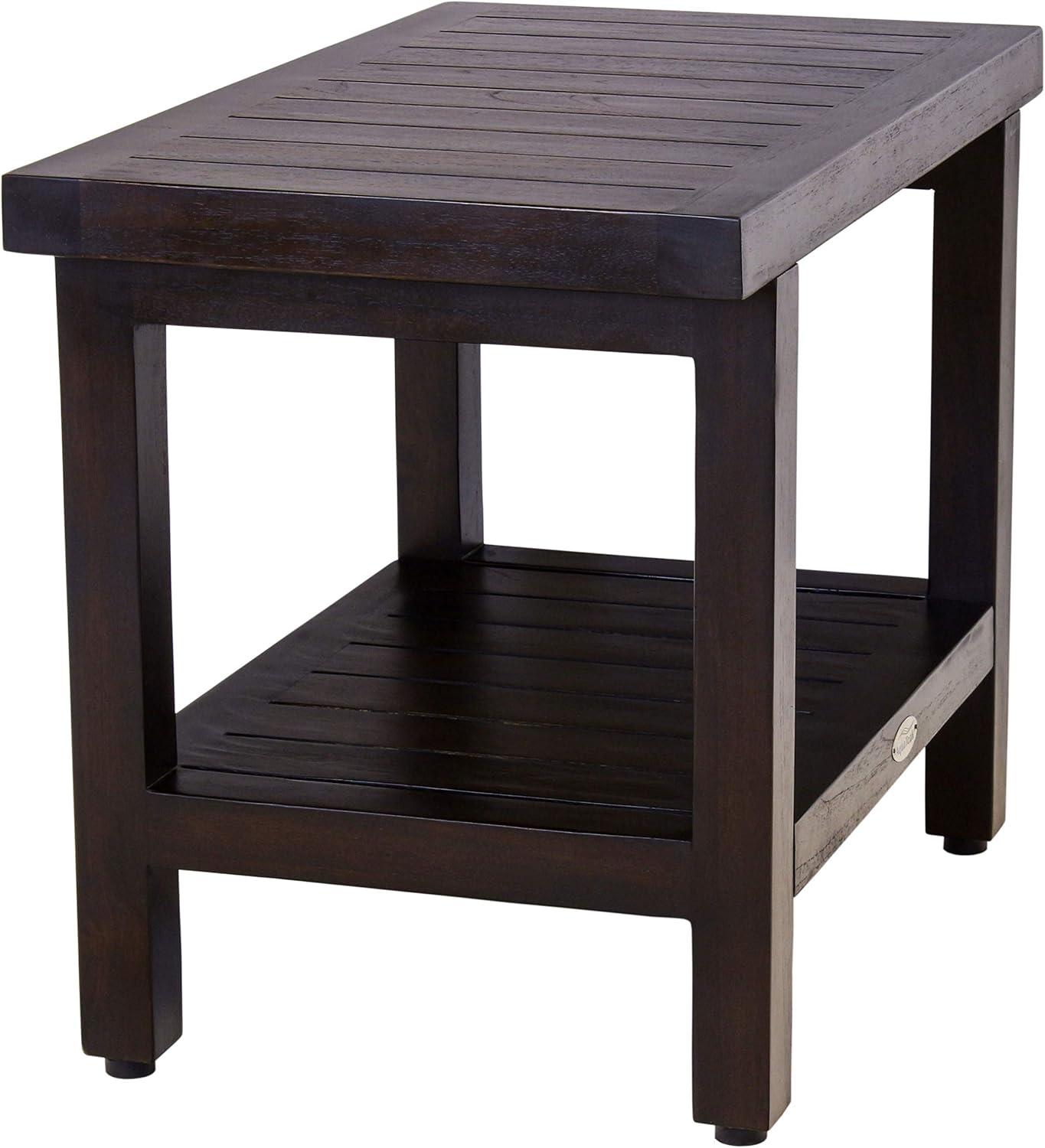 24" Spa™ Mocha Teak Shower Bench with Shelf