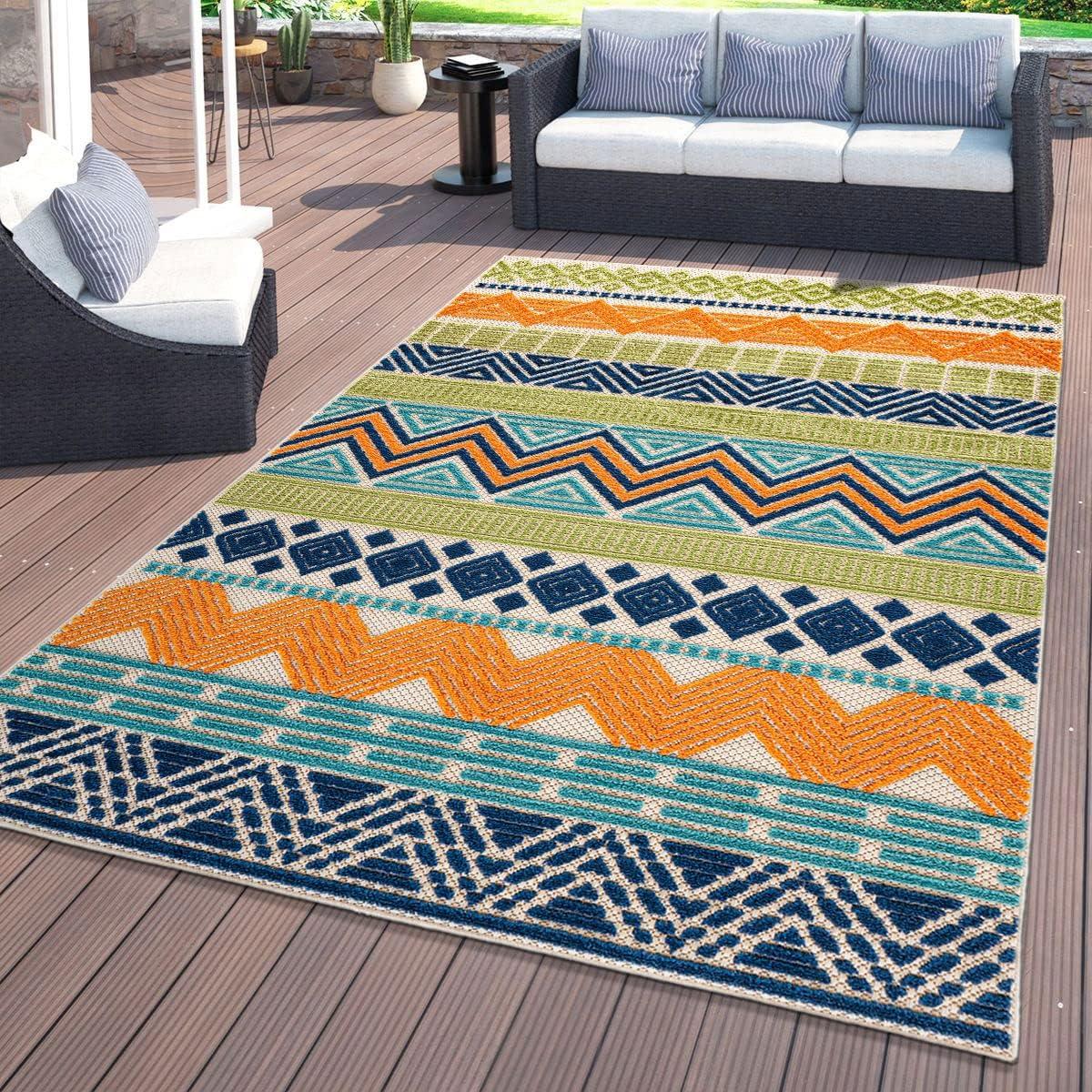 World Rug Gallery Marbella Contemporary Boho Indoor/Outdoor Area Rug