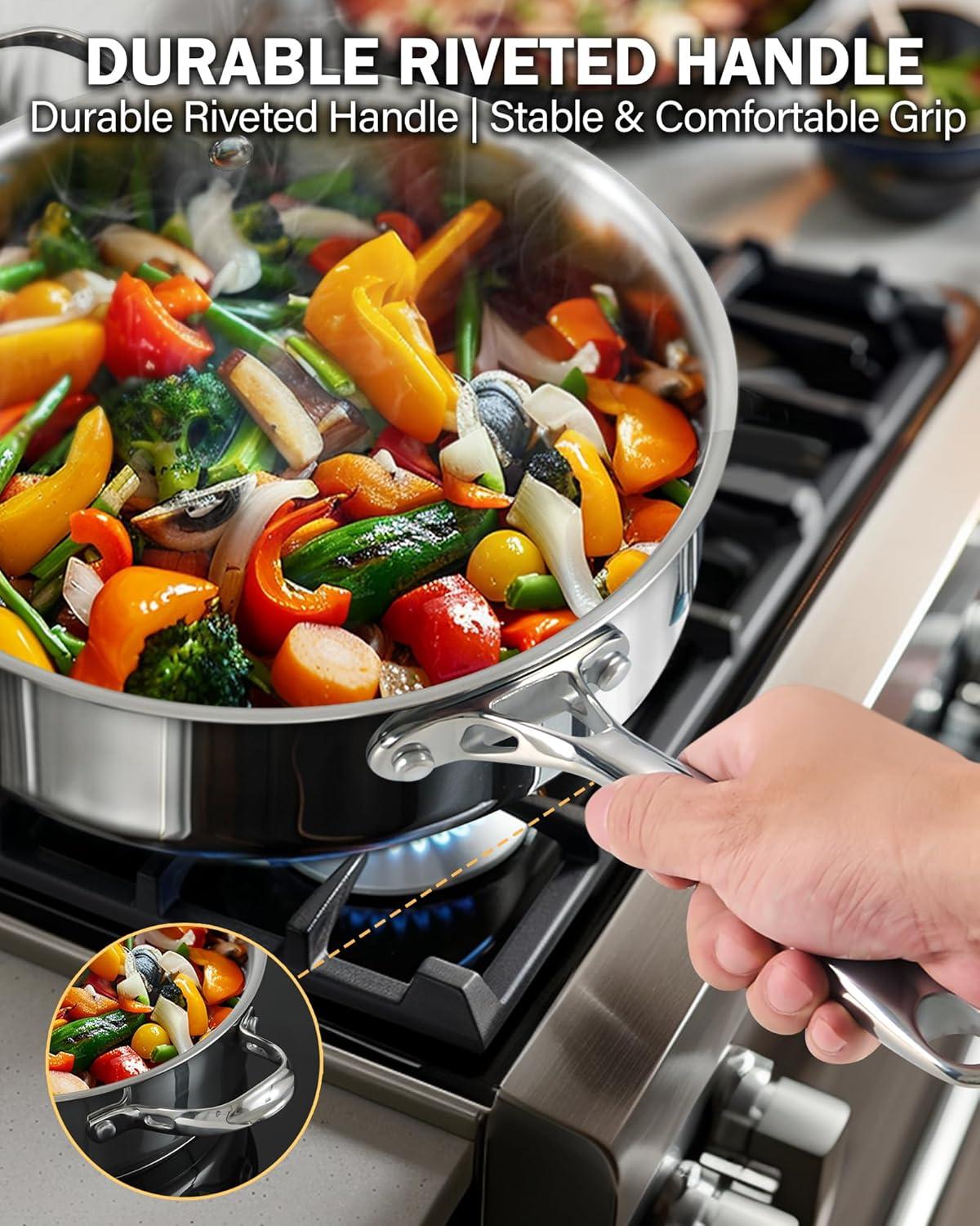 Cooks Standard Cooks Standard Classic 5 QT 11 inch Stainless Steel Saute Pan Frying Pan Skillet with Lid