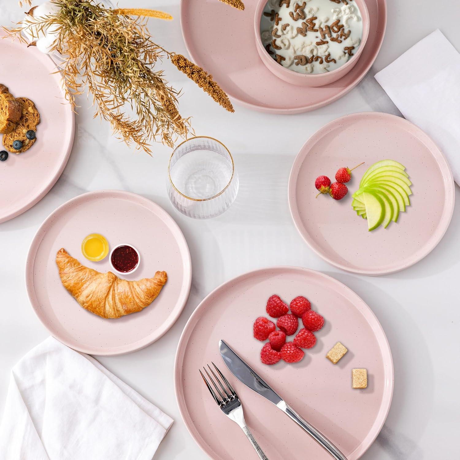 Hokku Designs 6-Person Dinnerware Set, 18-Piece Speckled Plate and Bowl Set