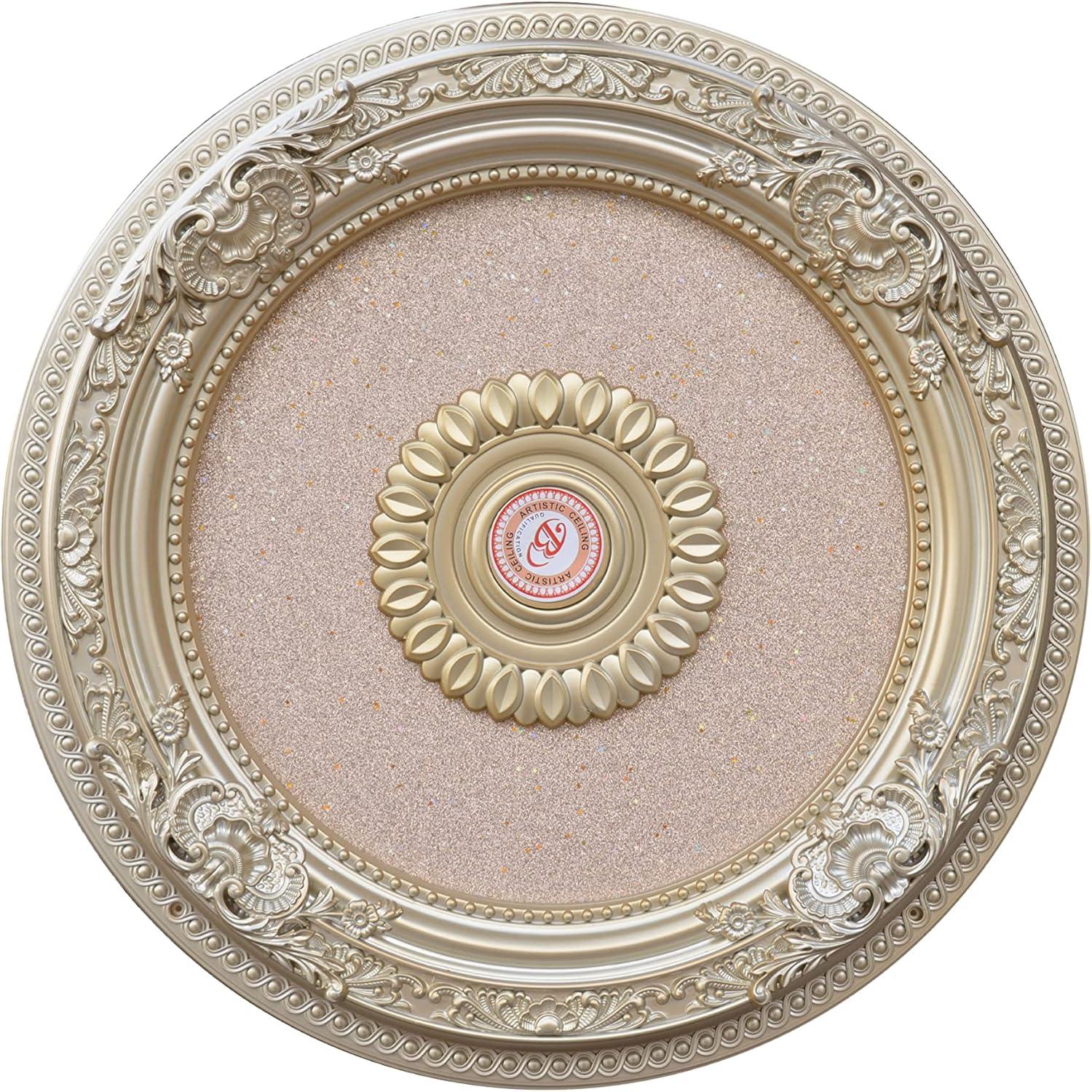 Petite Rose Gold Polystyrene Round Ceiling Medallion, 24 Inches