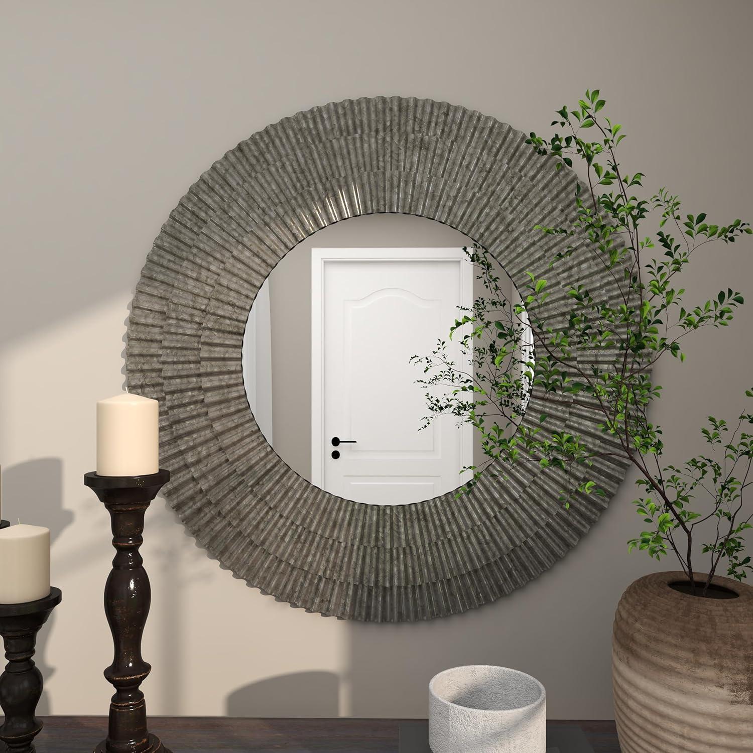 Farmhouse Metal Wall Mirror Gray - Olivia & May