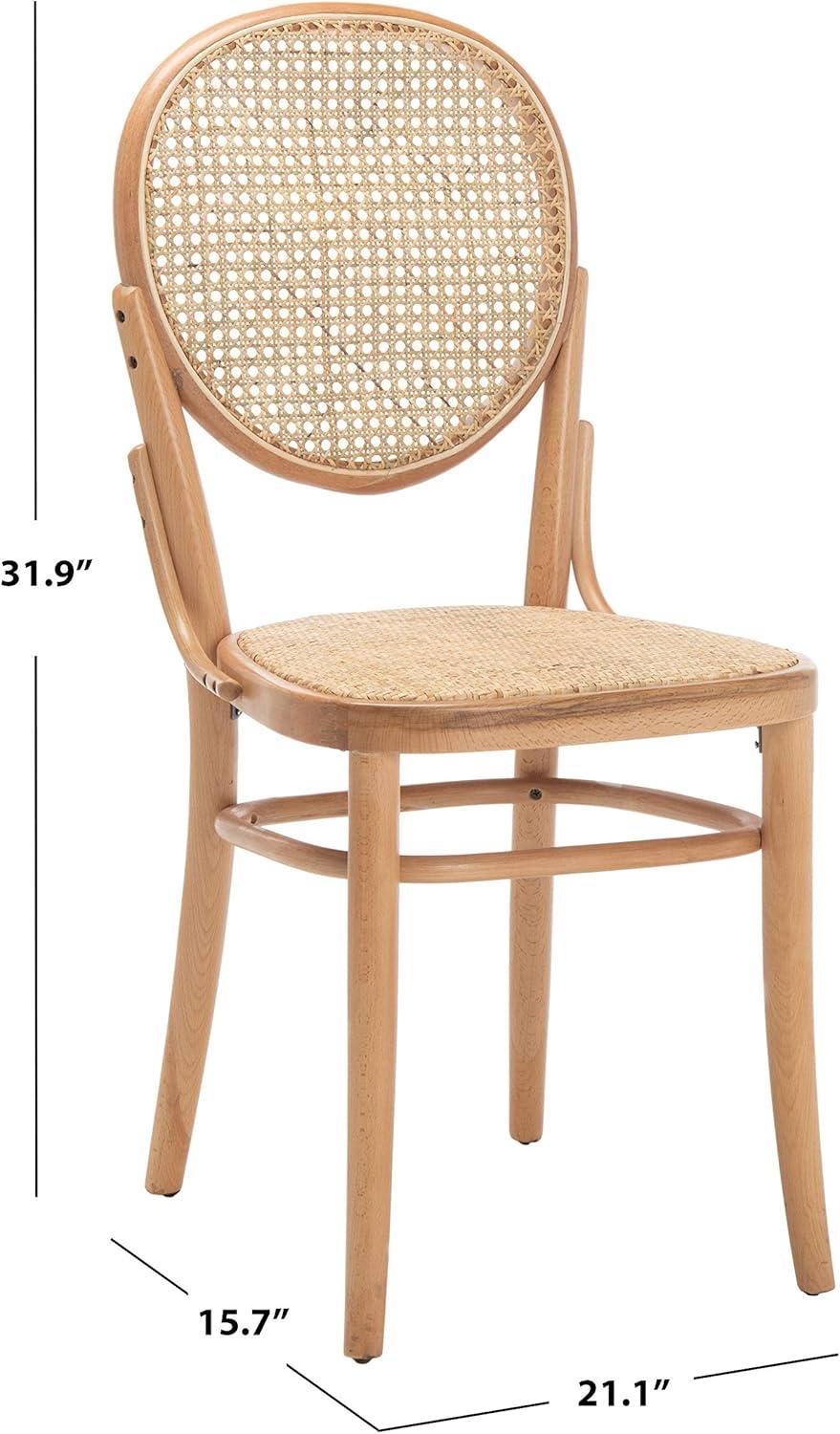 Elegant Transitional Natural Cane and Wood Side Chair