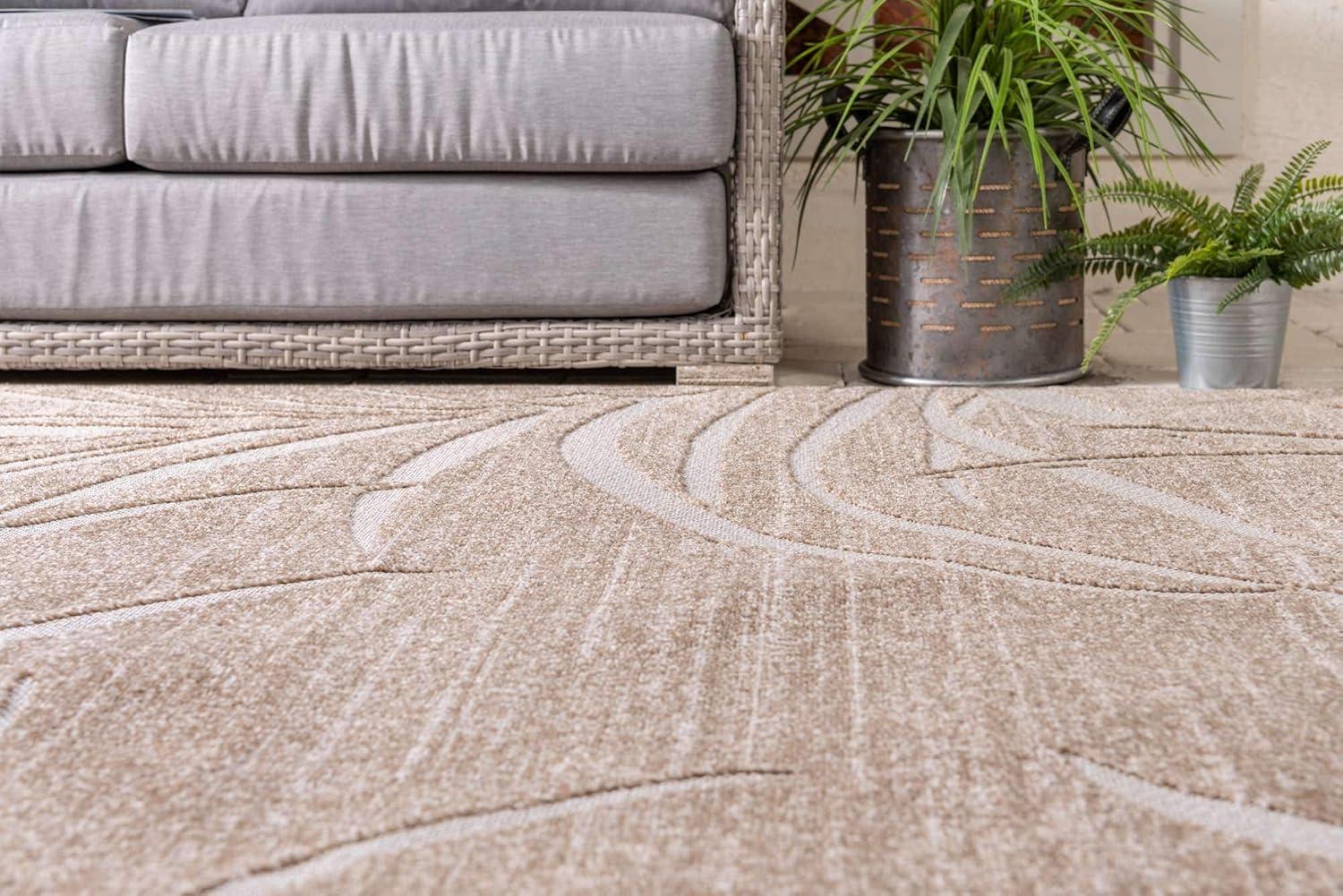 Unique Loom Outdoor Botanical Collection Area Rug - Orlando (6' 1" x 9' Rectangle Beige/Cream)