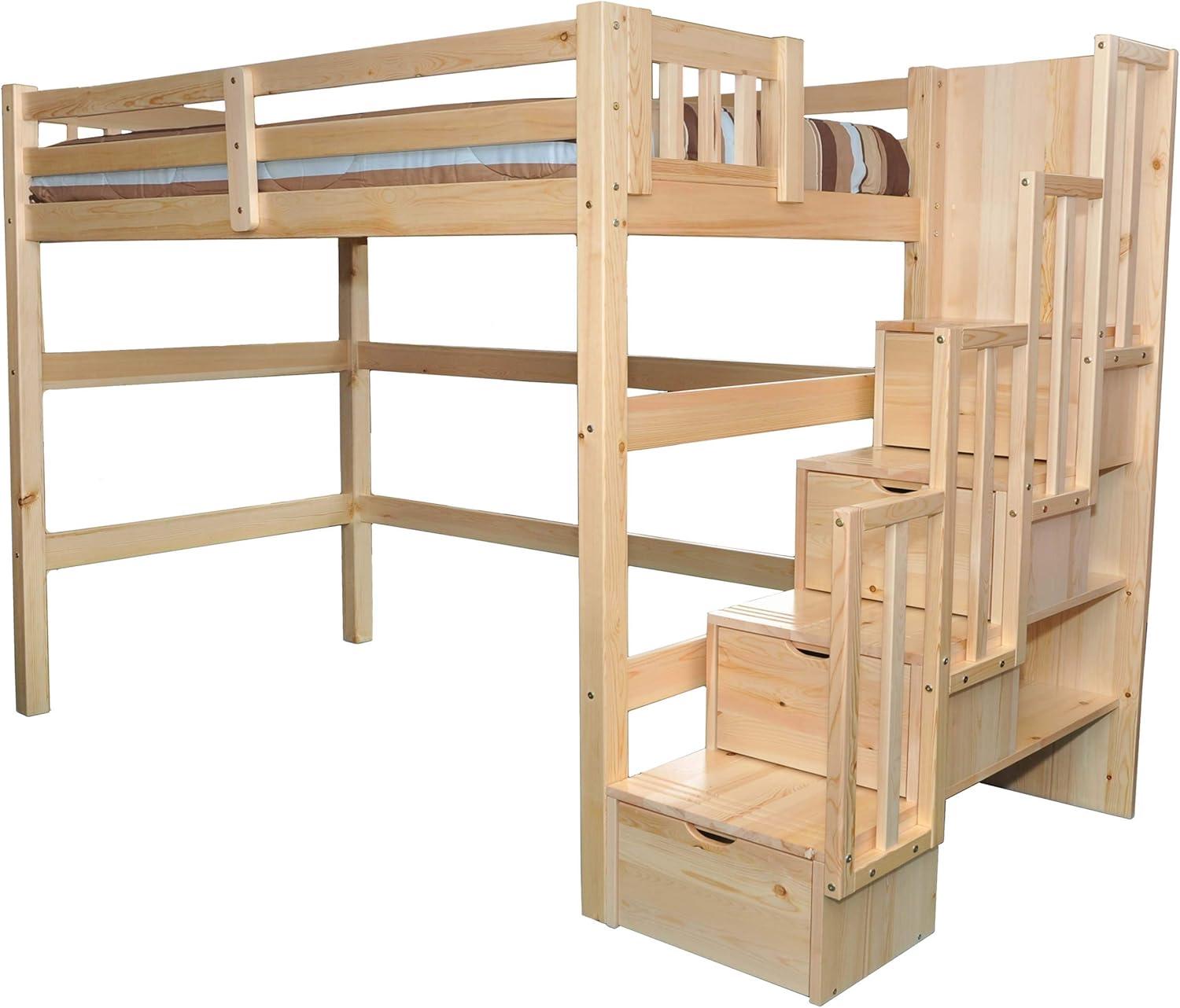 Encore Stairway Twin Loft Bed Natural