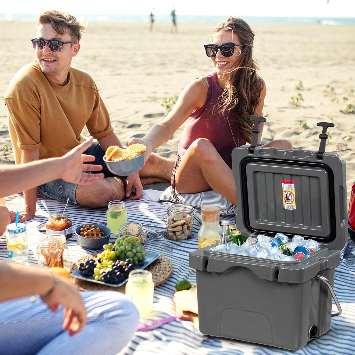 Costway 16 Quart Cooler Portable Ice Chest Leak-proof 24 Cans Ice Boxfor Camping