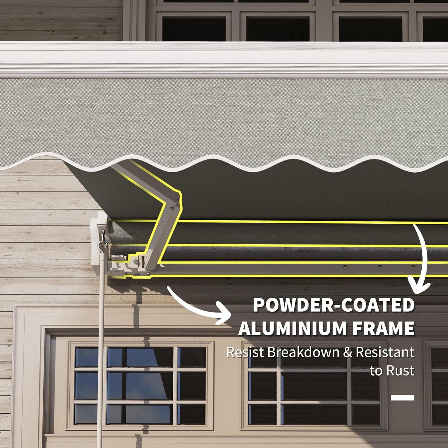 Outsunny 8' x 7' Patio Retractable Awning, Manual Exterior Sun Shade, Gray