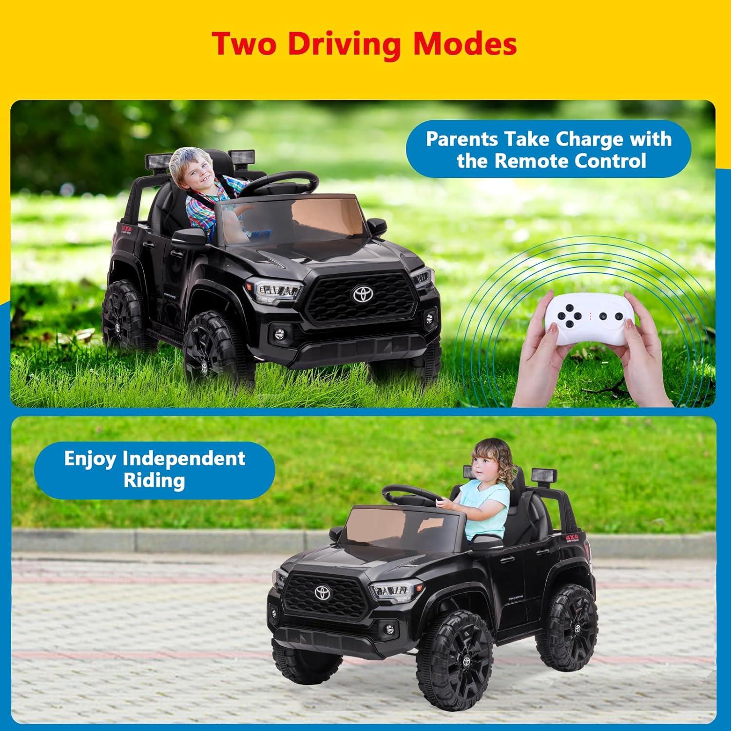 JUICCEE Officially Licensed Toyota Electric Ride on Vehicle for Kids, 12V Battery Powered Kids Ride on Car Toys with Parental Remote Control, Spring Suspension, Seat Belt and LED Lights