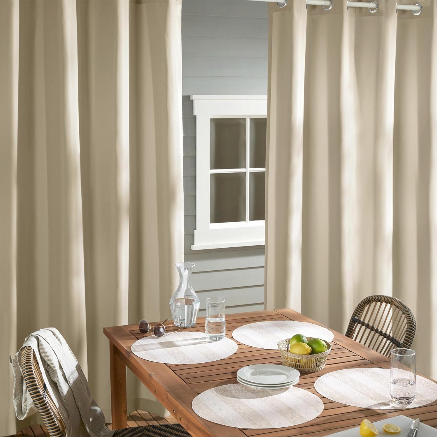 Set of 2 Indoor/Outdoor Solid Cabana Grommet Top Curtain Panels - Exclusive Home