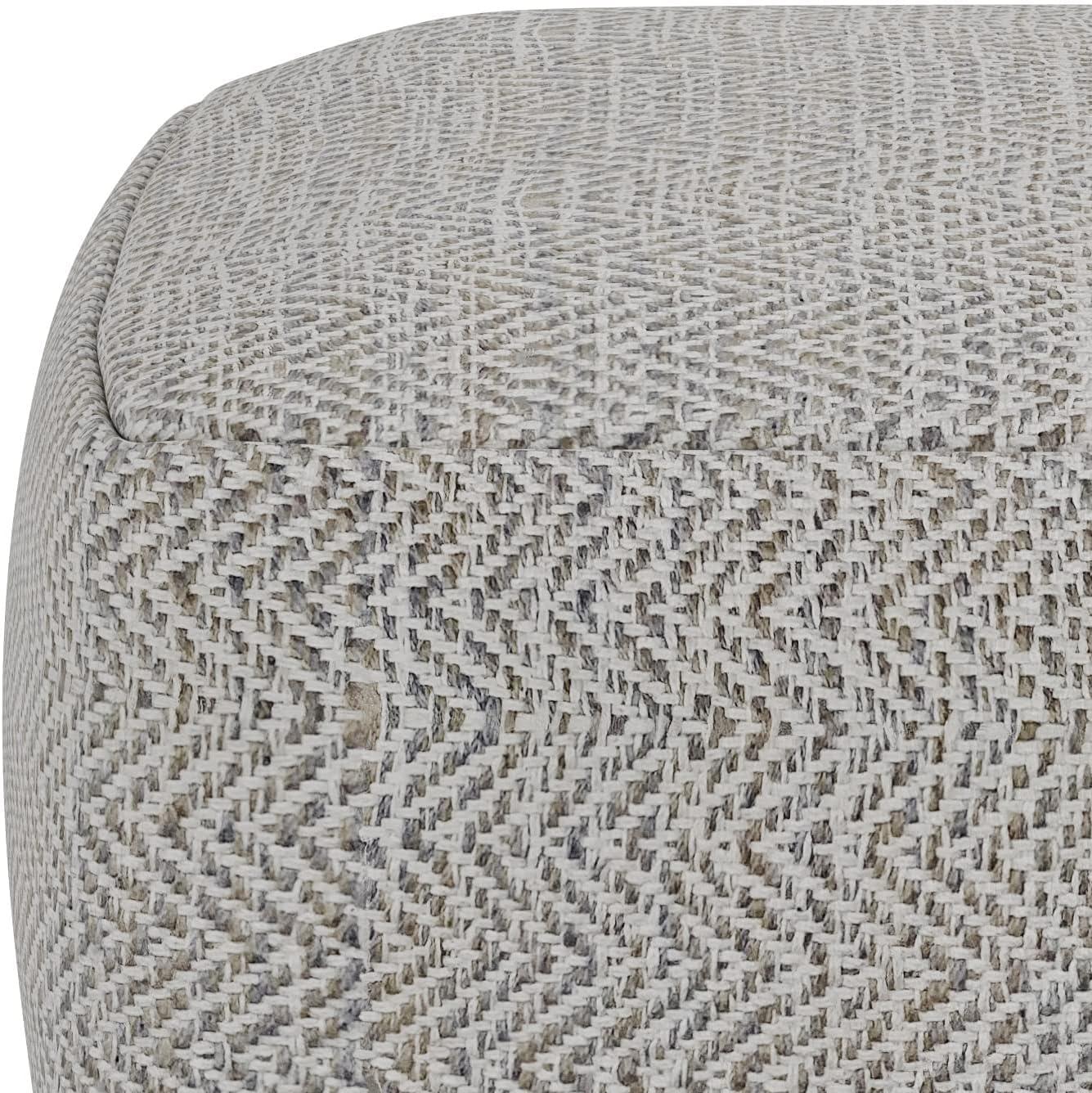 Gray Melange Cotton Blend Square Pouf