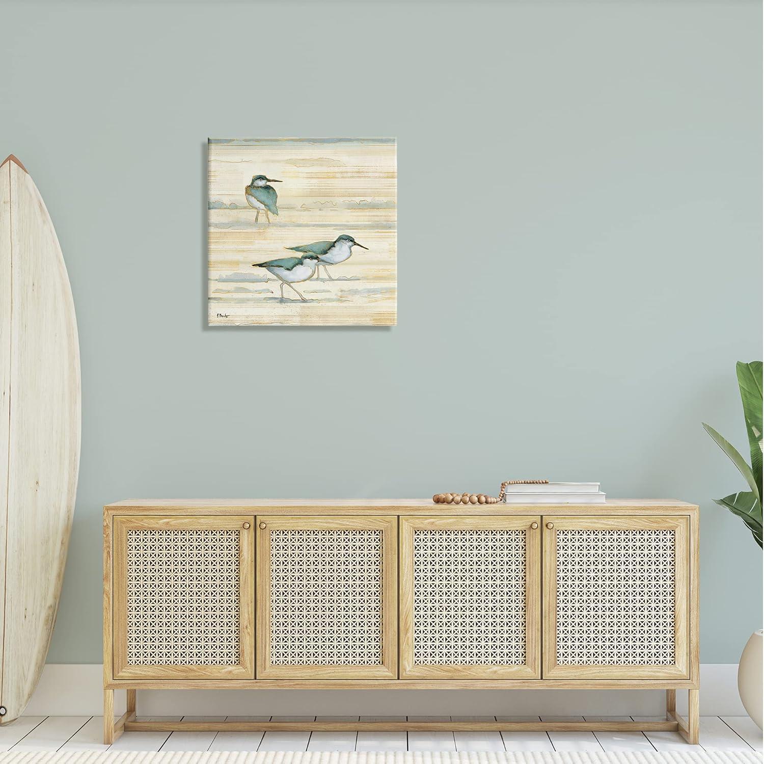 Stupell Industries " Oceanside Sandpipers Beach Birds " Painting Print
