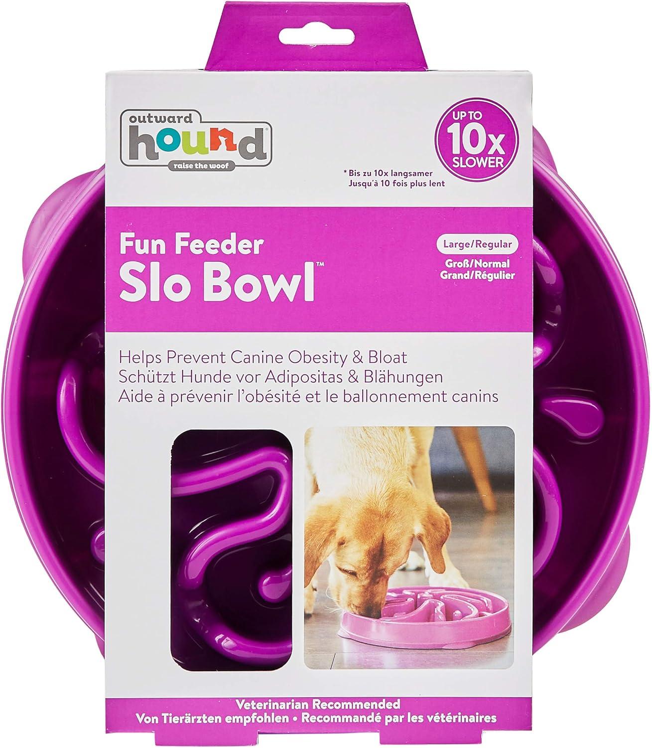 Purple Flower Design Slow Feeder Dog Bowl