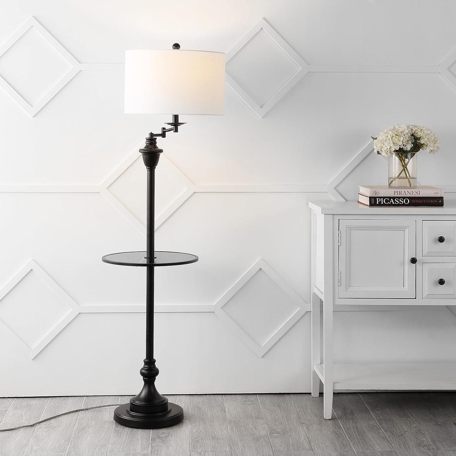 Rephen 60'' Black LED Swing Arm Floor Lamp with USB