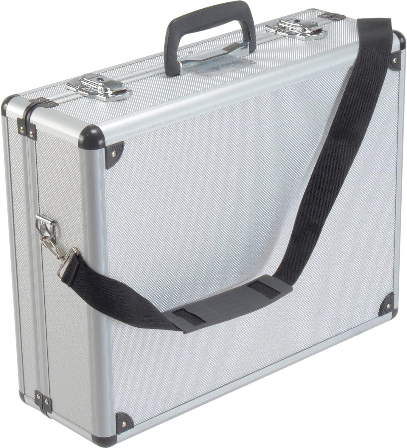 Silver Aluminum Tool Case with Foam and Dividers, 18" x 14" x 6"