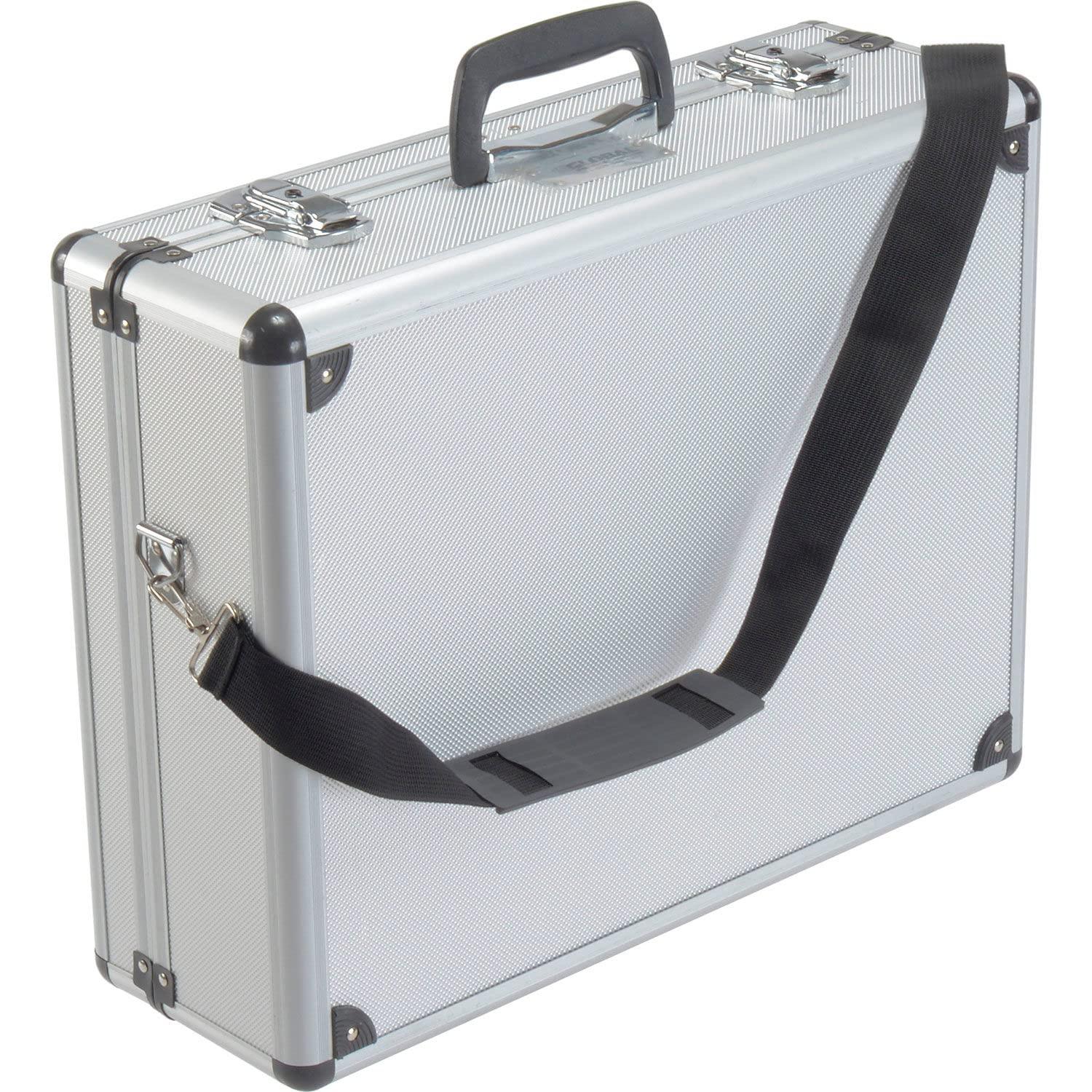 Silver Aluminum Tool Case with Foam and Dividers, 18" x 14" x 6"