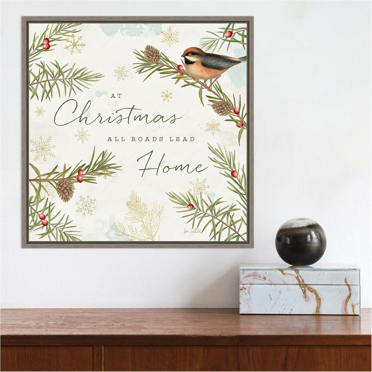 Amanti Art Christmas Tradition V (Bird) by Katie Pertiet Canvas Wall Art Print Framed 16 x 16-in.