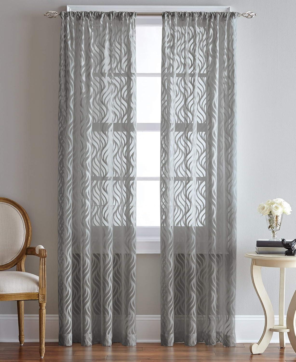 Lyric 84" Gray Sheer Rod Pocket Polyester Curtain Panel