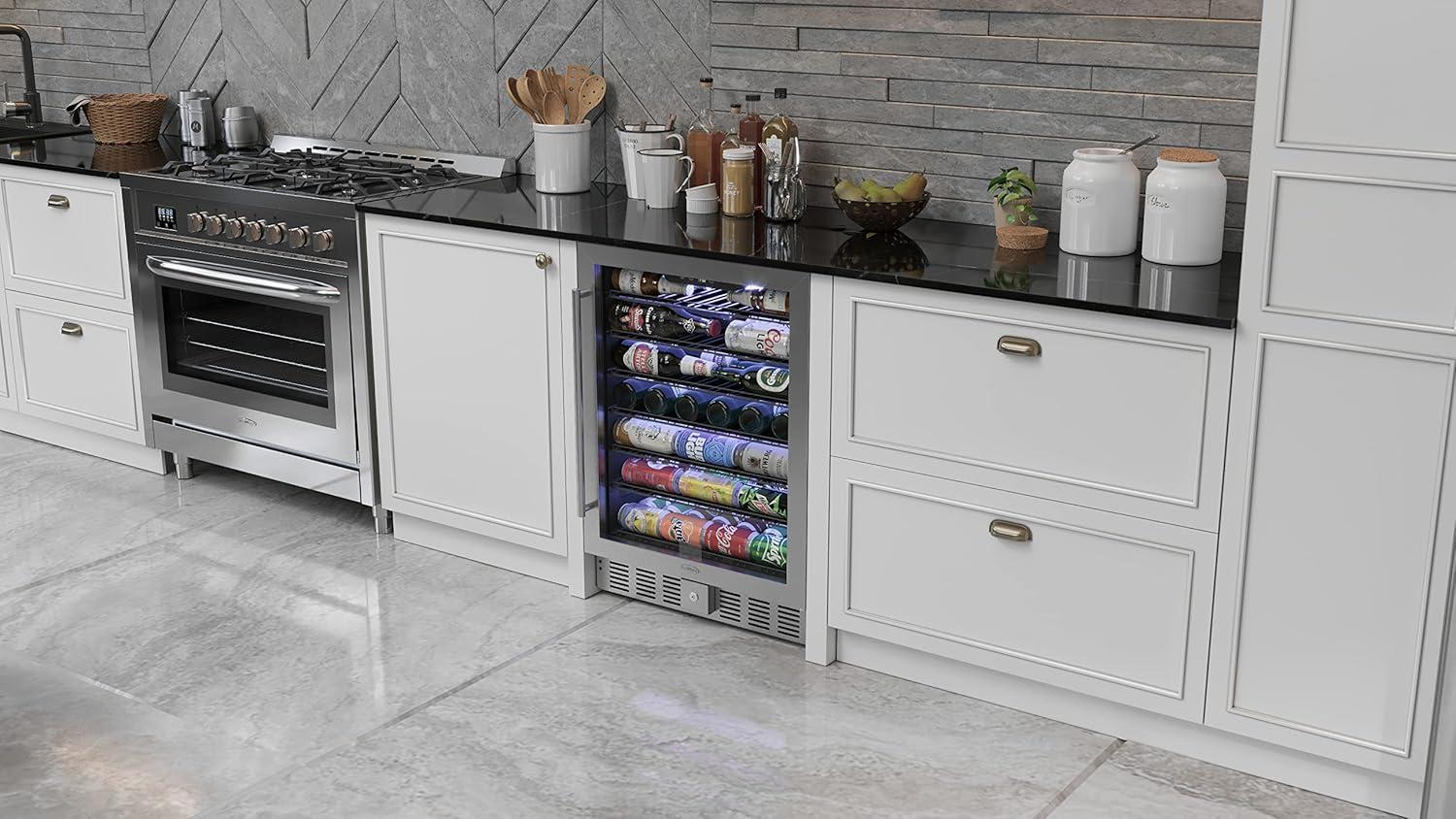 KoolMore 23.4 in. Stainless Steel, Solid-Door Built-In Refrigerator and Beverage Cooler, 5 Cu. ft.