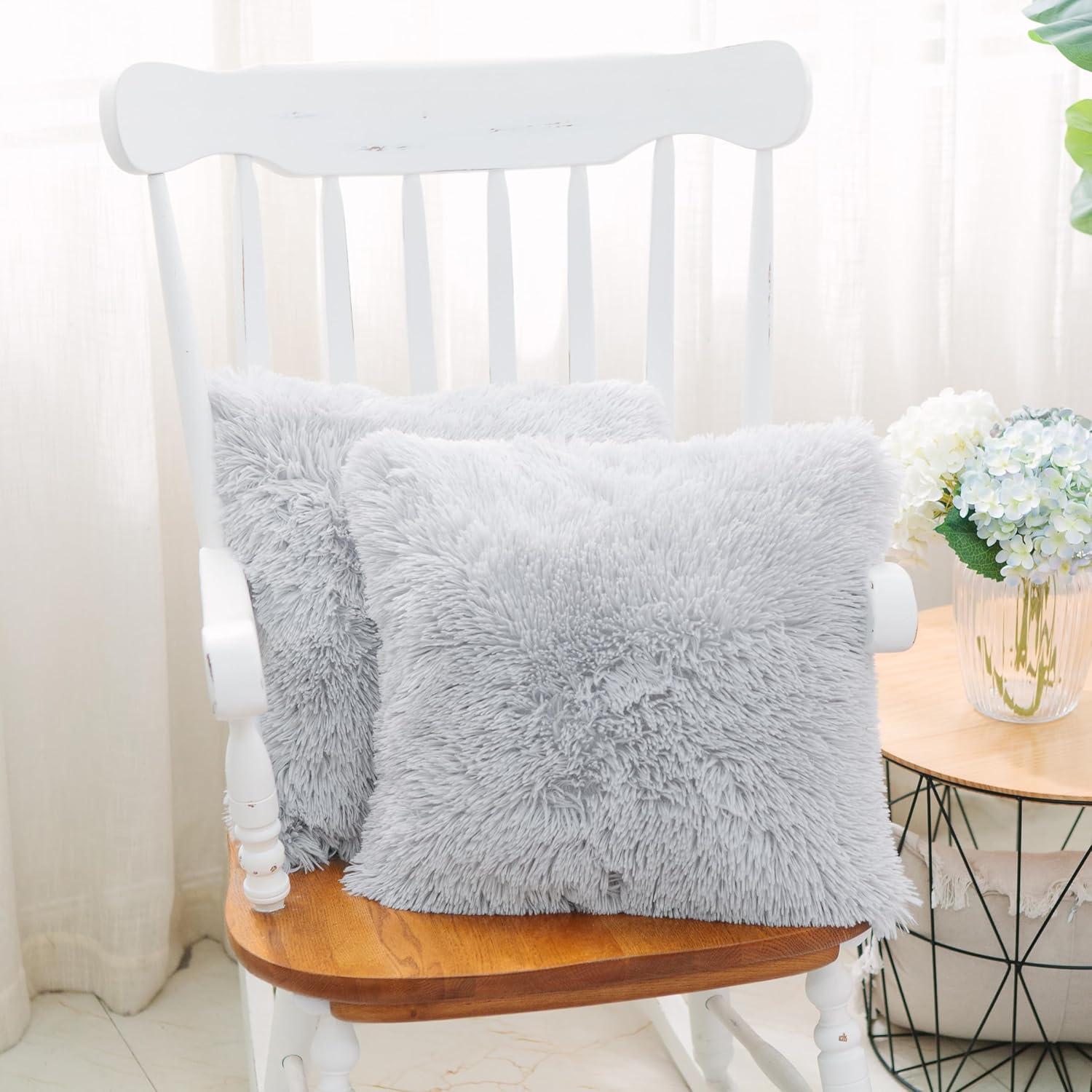 Tassels Faux Fur Pillow Cover (Set of 2)