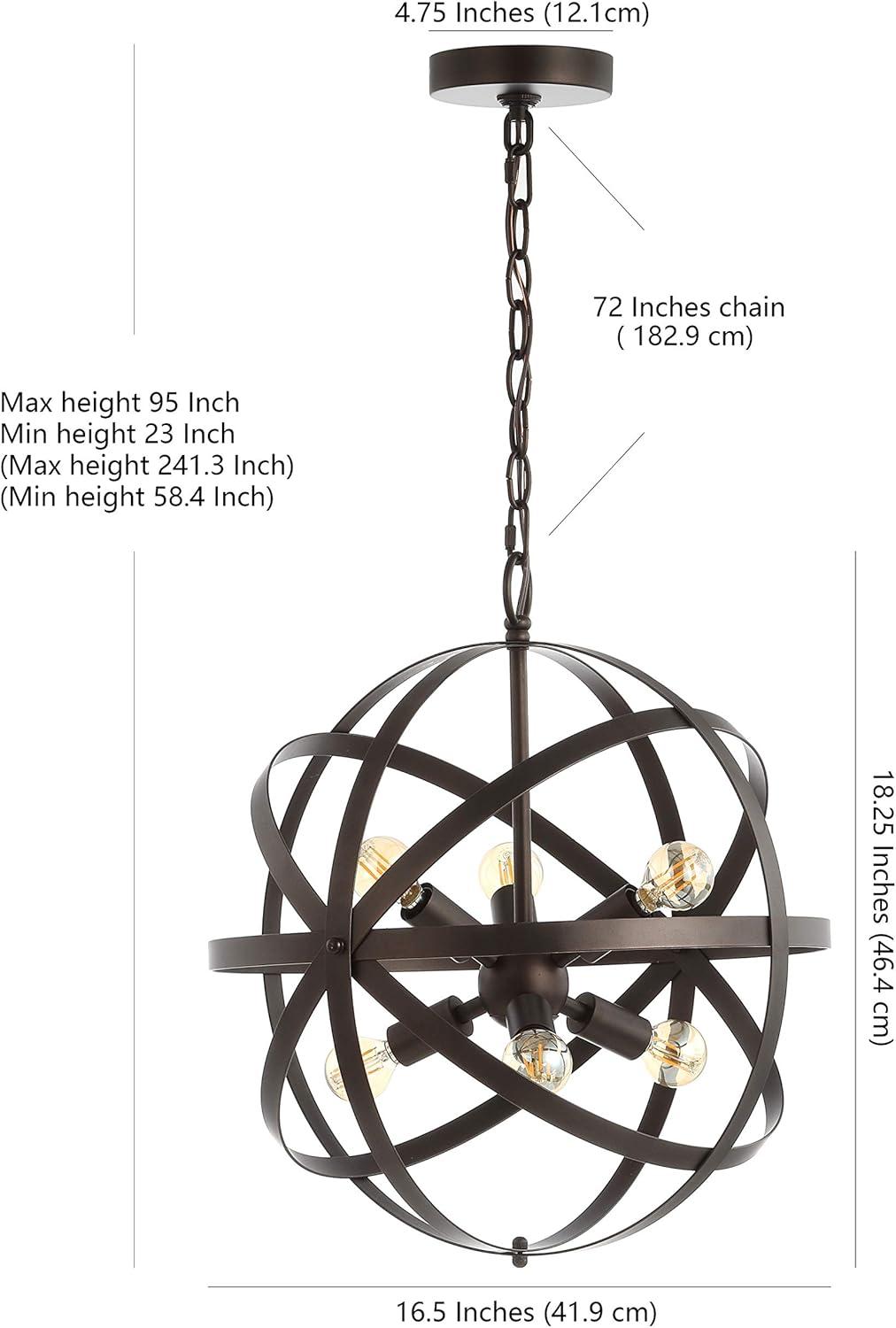 Brycen 6 Light 16.5 Inch Pendant - Dark Grey - Safavieh.