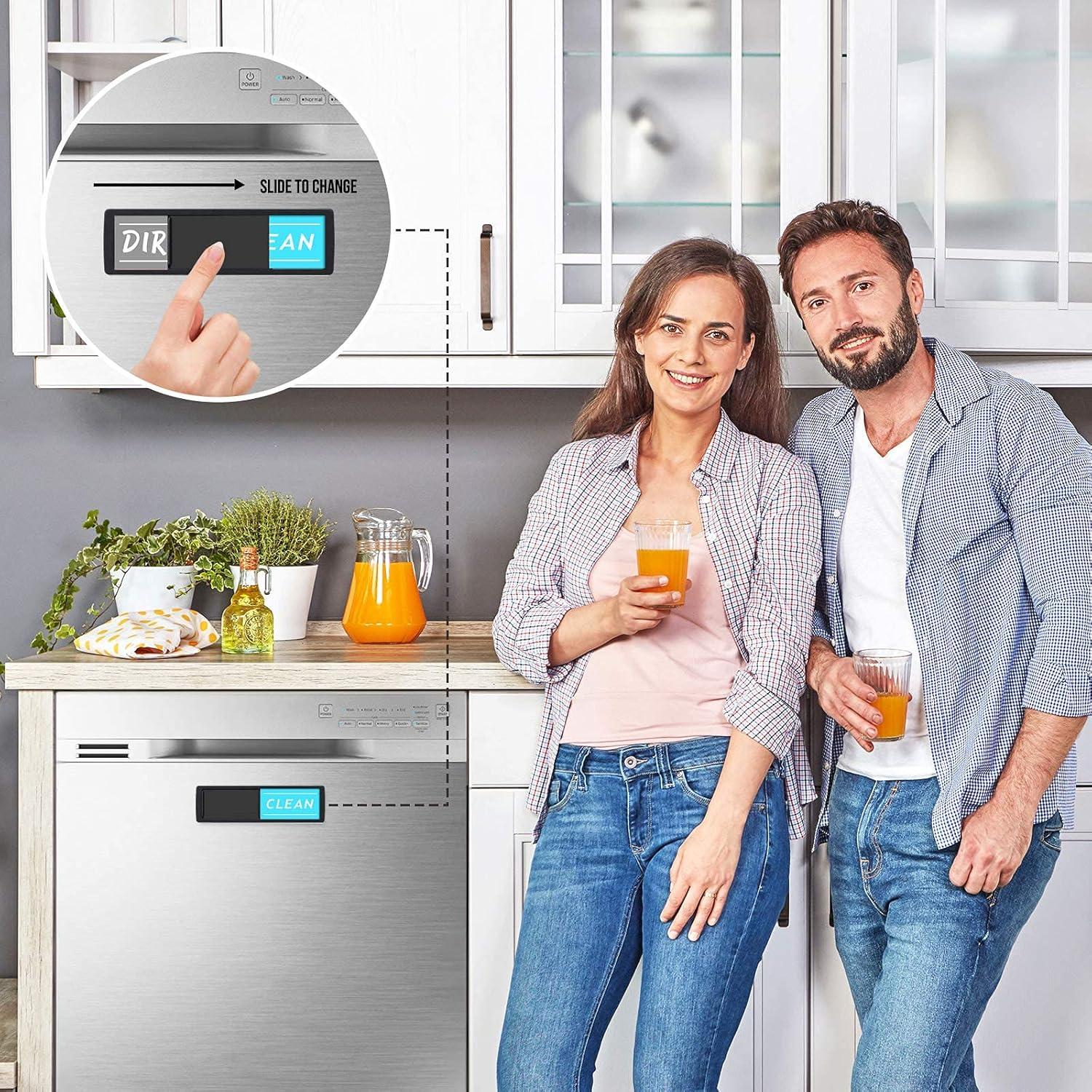 Dishwasher Magnet Clean Dirty Sign - Sleek and Convenient Design - Kitchen Gadgets - New Home Essentials, Heavy Duty Magnet with Optional Stickers