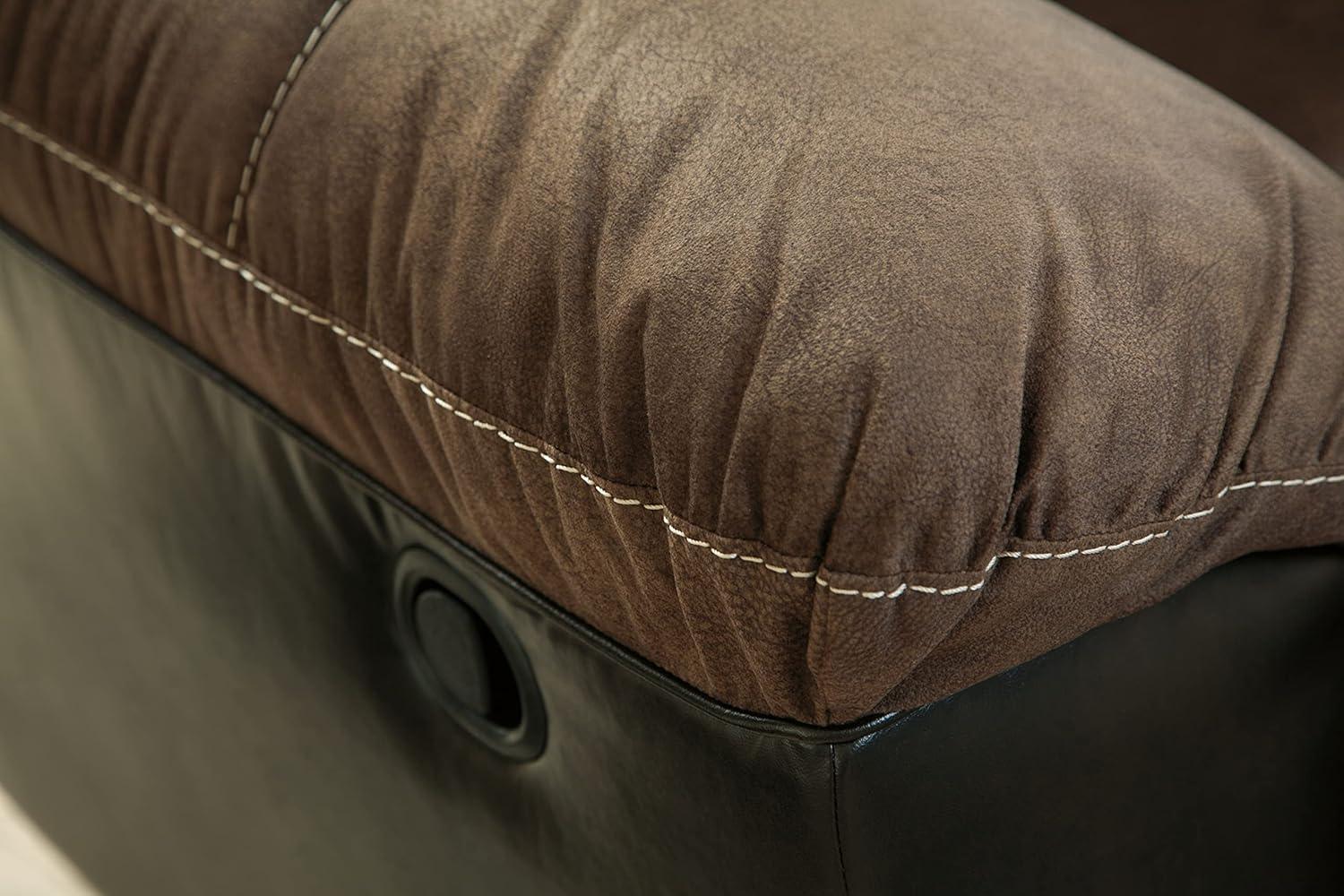 Chestnut Faux Leather Reclining Loveseat with Cup Holder and Pillow Back