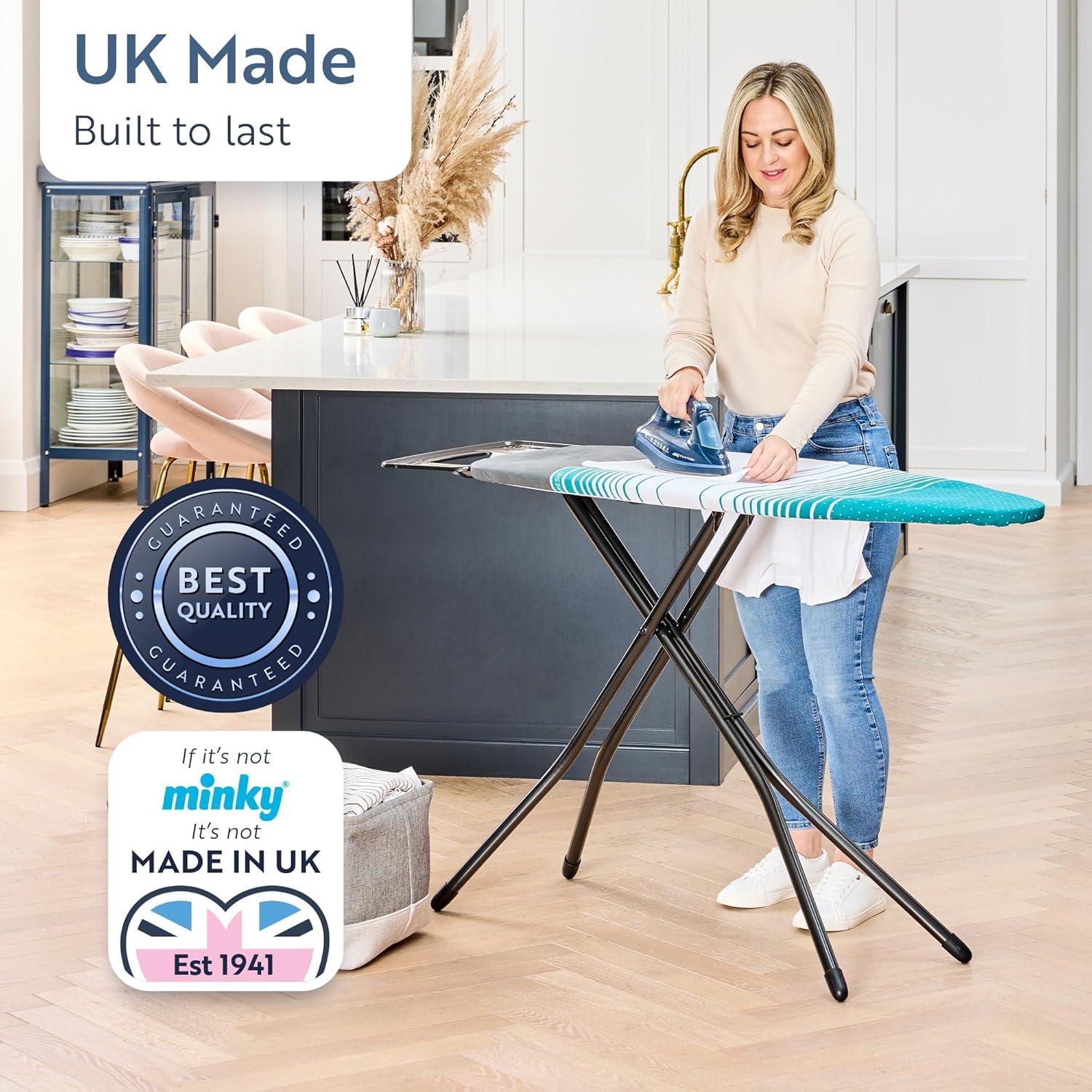 Extra Wide Black Iron Floor Mount Foldable Ironing Board