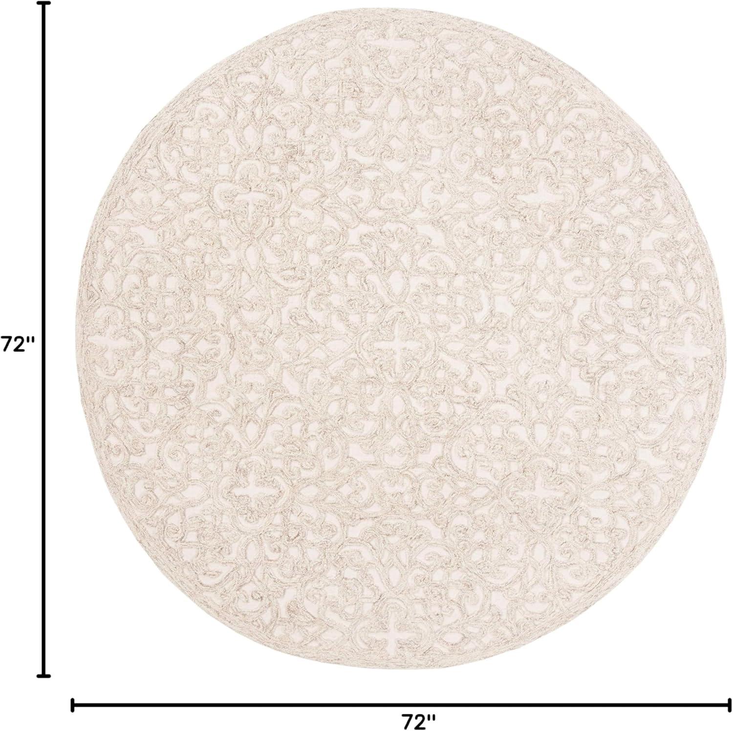 Trace TRC103 Hand Tufted Area Rug - Camel/Ivory - 6' Round - Safavieh.