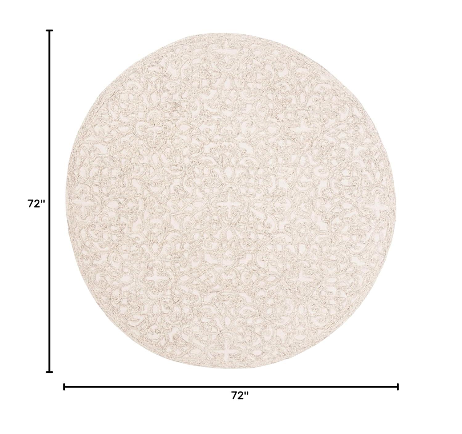 Trace TRC103 Hand Tufted Area Rug - Camel/Ivory - 6' Round - Safavieh.