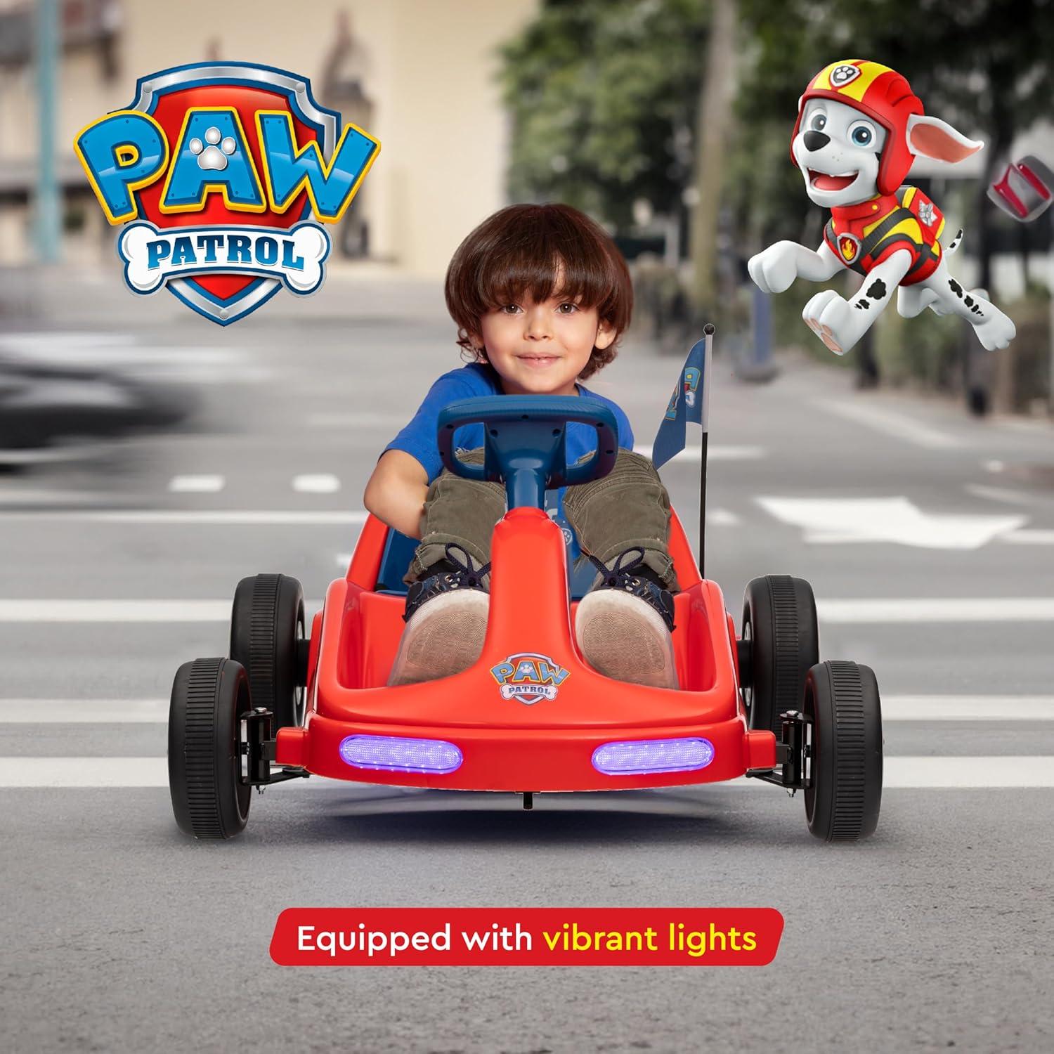 Paw Patrol 12V Electric Go Kart for Kids with Lights, Remote Control, Seat Belt, Rechargeable Battery, Durable Ride-On Toy for Ages 3-6