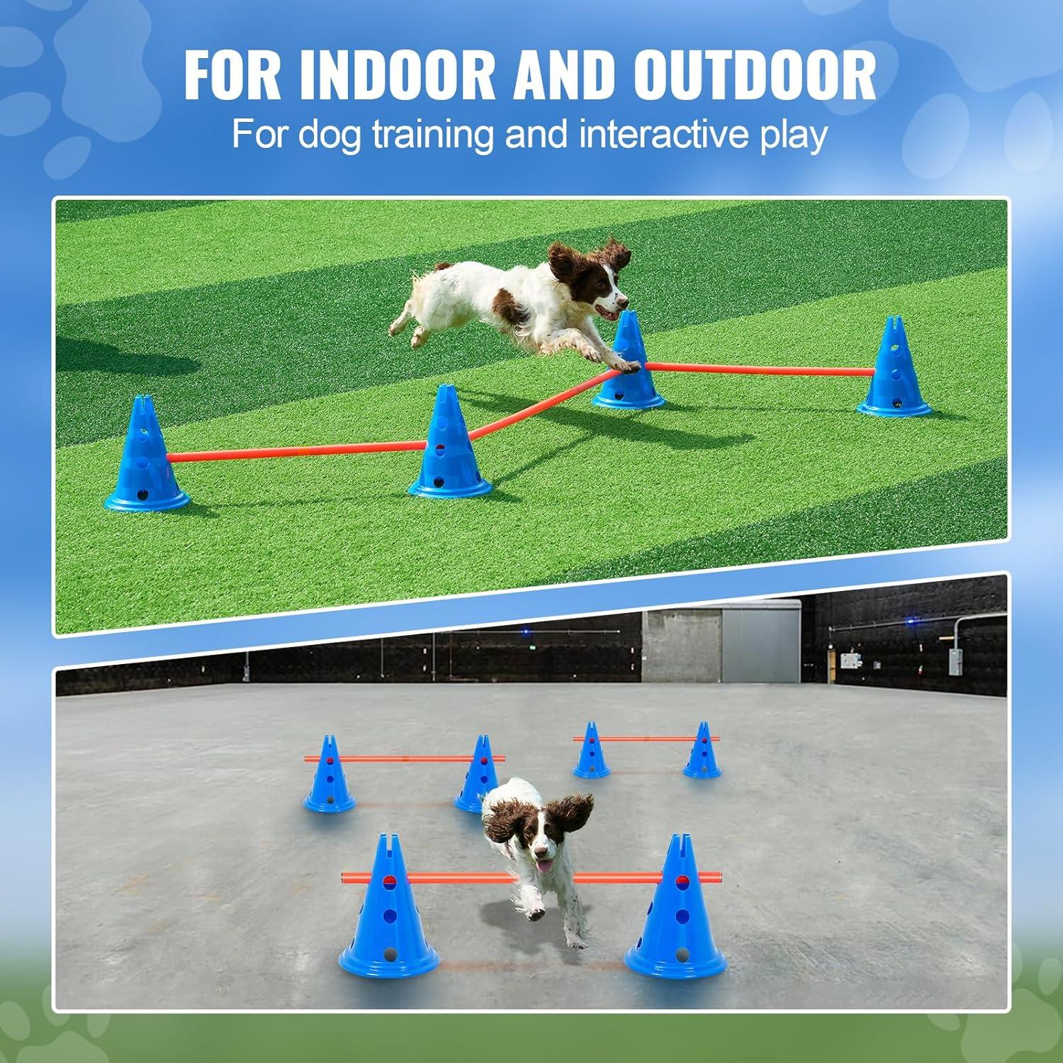 Blue and Orange PVC Dog Agility Hurdle Cone Set