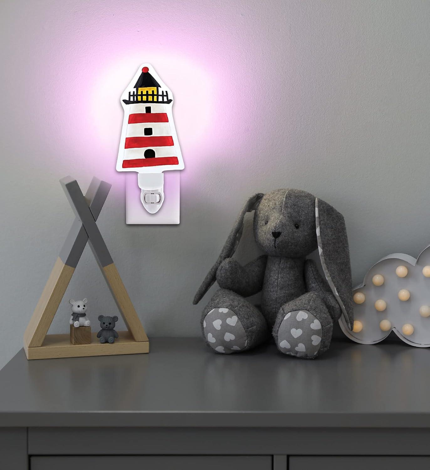 CoTa Global CoTa Global Lighthouse Plug In Glass Night Light Energy Efficient LED Nightlight Wall Decorative Manual On & Off Switch Incandescent Portable Lights for Stairways Bedroom Kitchen Hallw