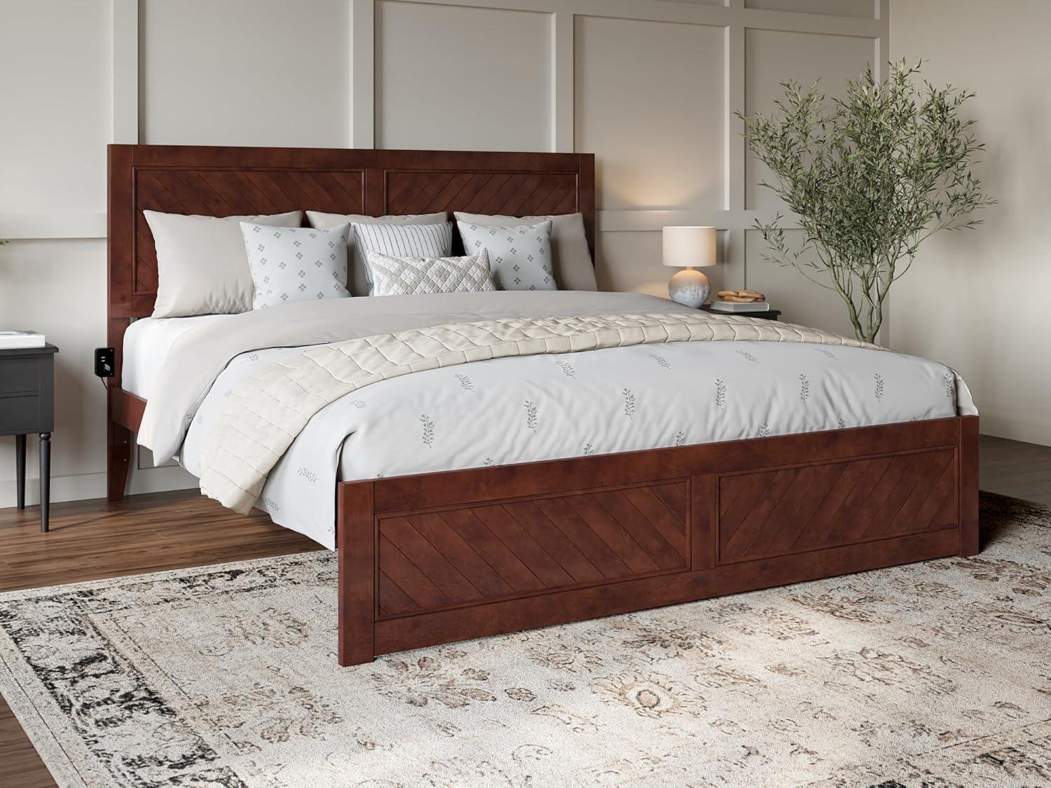 AFI Canyon Walnut Solid Wood Platform Bed with Matching Footboard, King