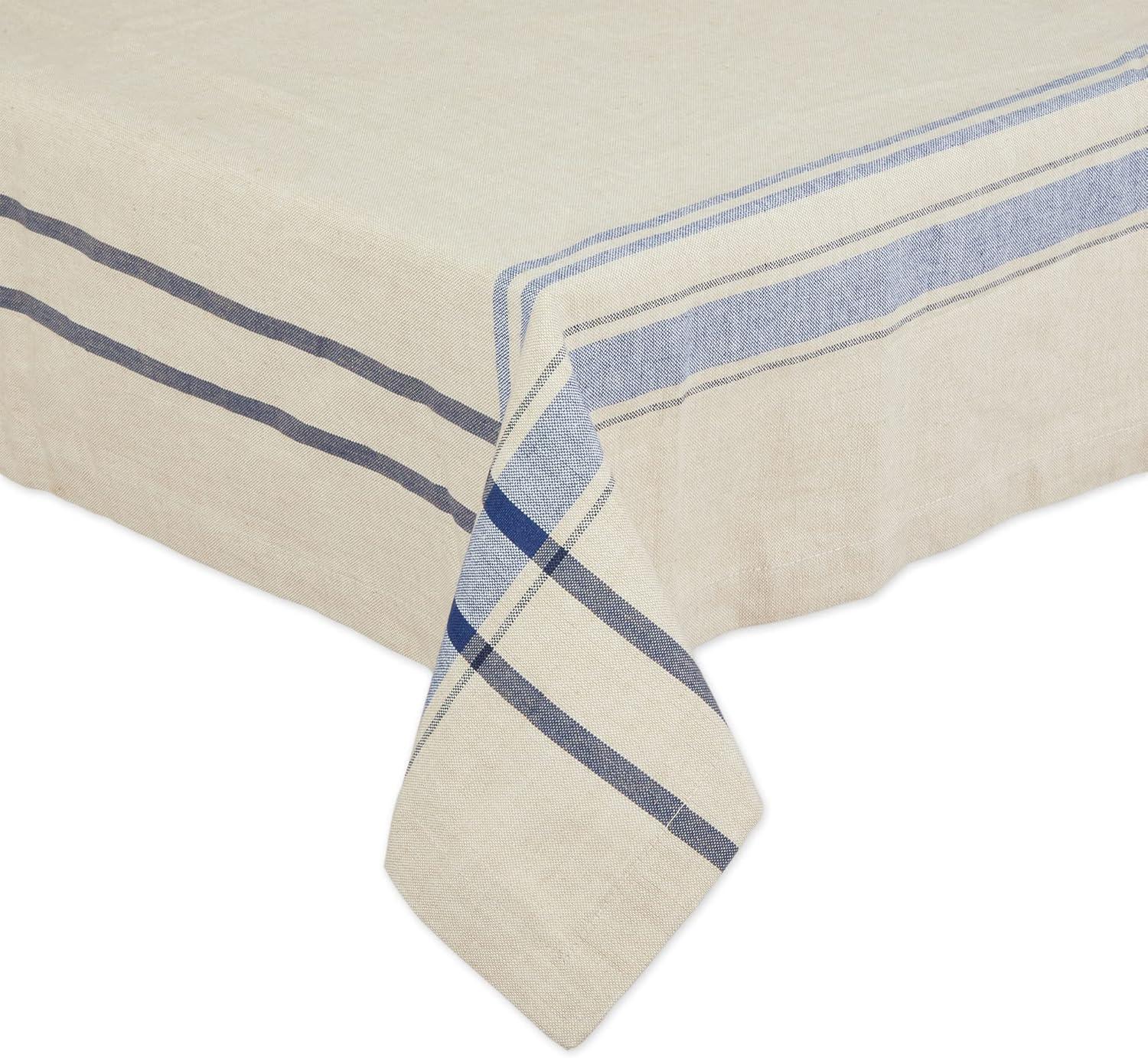 Nautical Blue French Stripe Tablecloth 60x104