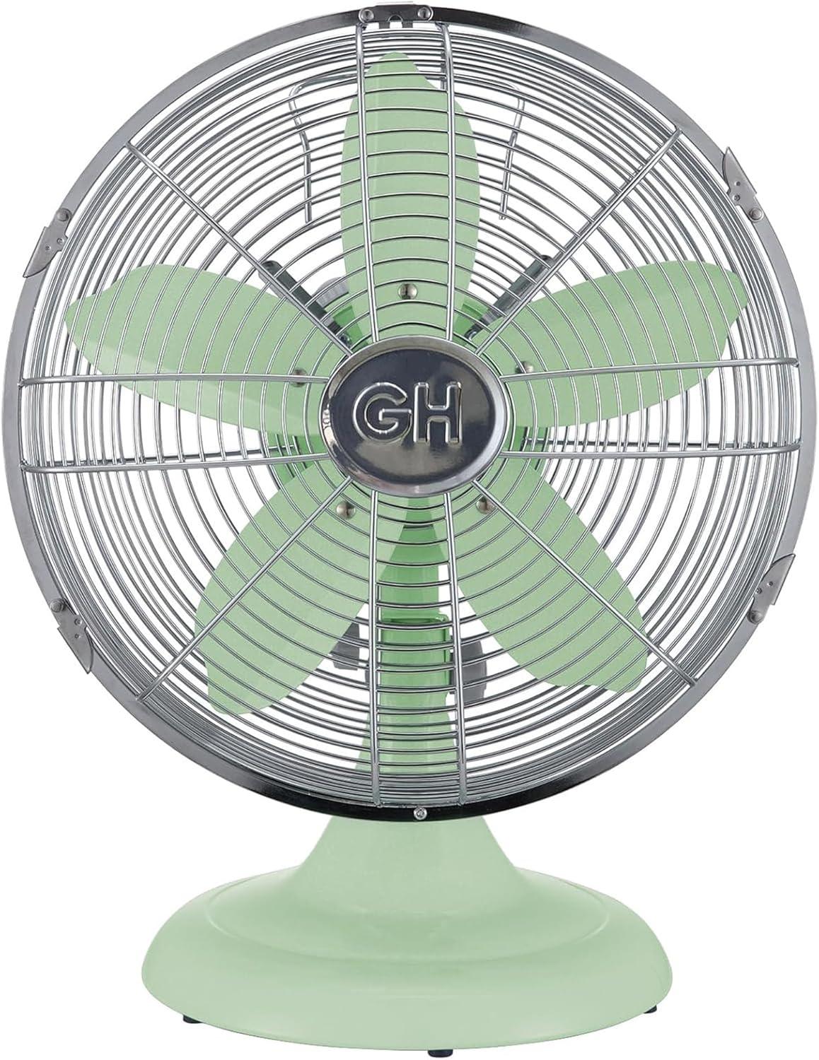 Good Housekeeping Good Housekeeping's All-Metal Retro 3-Speed 12" Oscillating Office Desk Table Fan (Multiple Finishes Available)