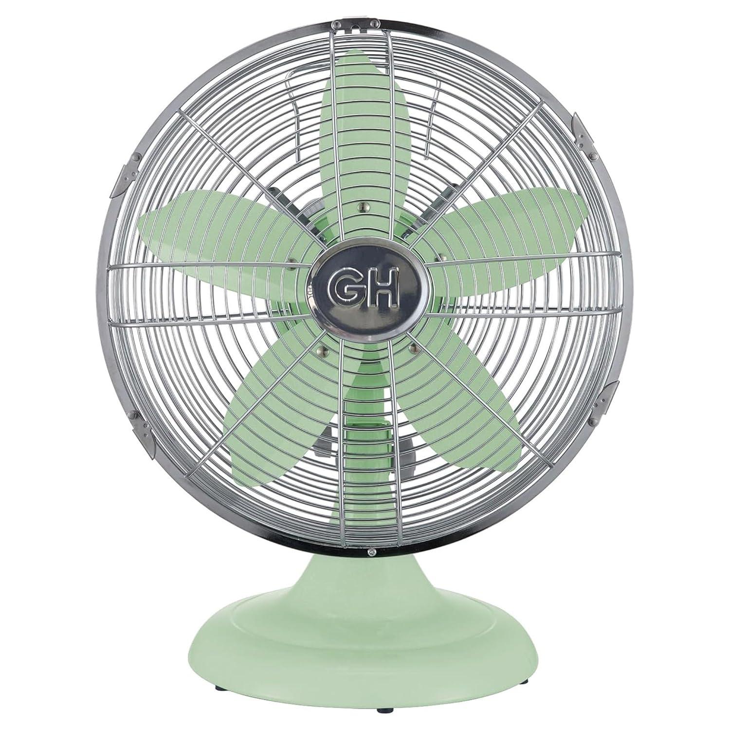 Good Housekeeping Good Housekeeping's All-Metal Retro 3-Speed 12" Oscillating Office Desk Table Fan (Multiple Finishes Available)