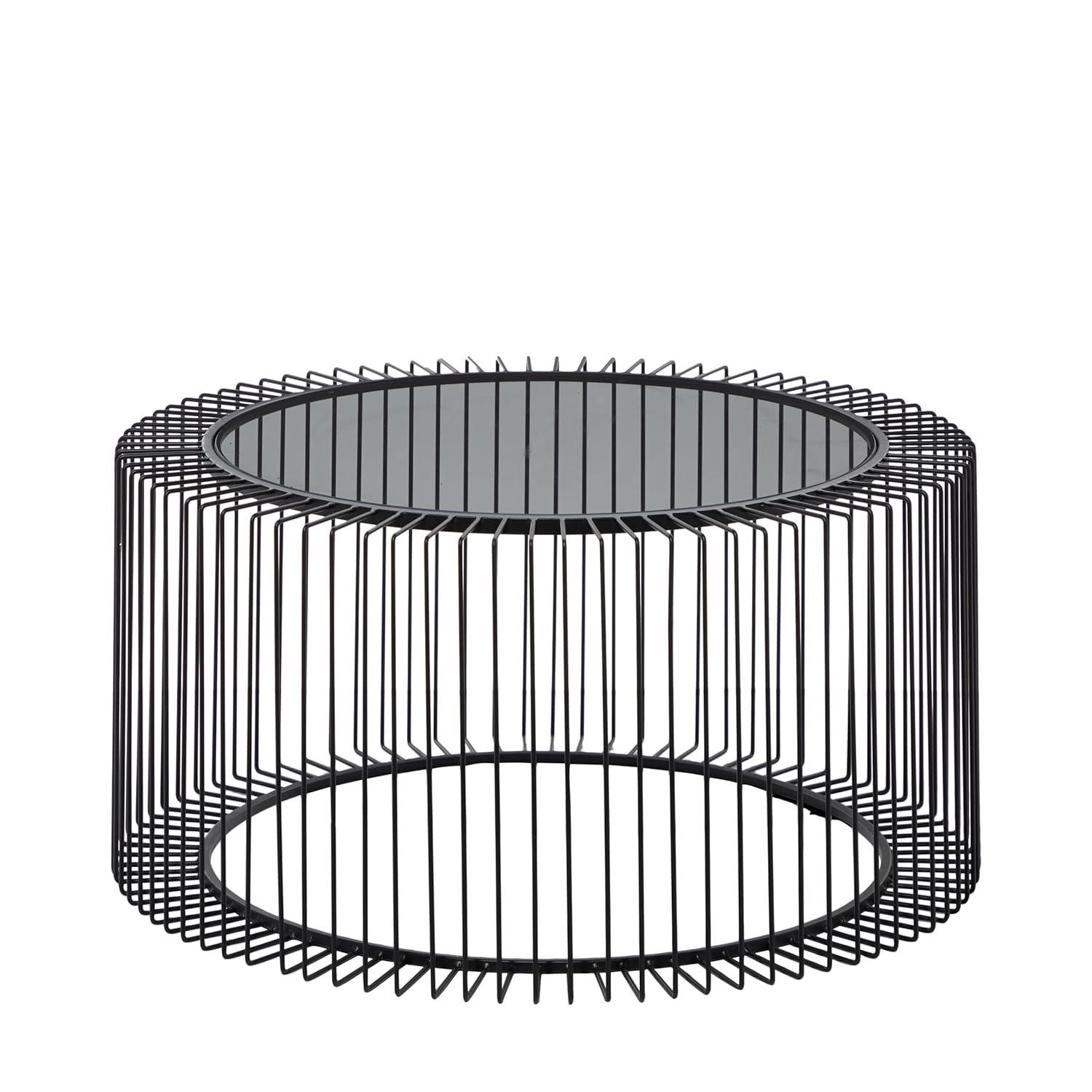 Contemporary Metal Coffee Table Black - Olivia & May: Modern Glass Top, No Assembly Required