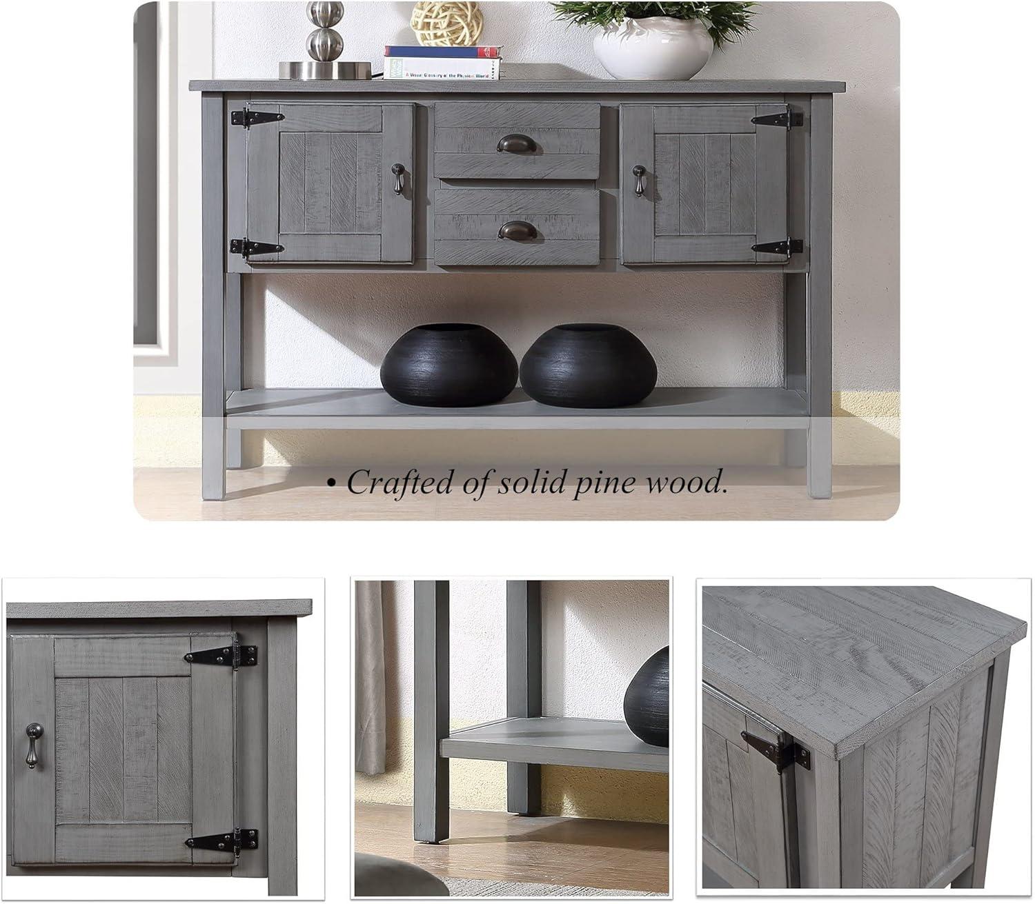 Solid Wood Farmhouse Console Table Sofa Table with Storage Drawers and Shelves for Storage Entry Hallway Foyer Sofa Side Table(48" Gray)