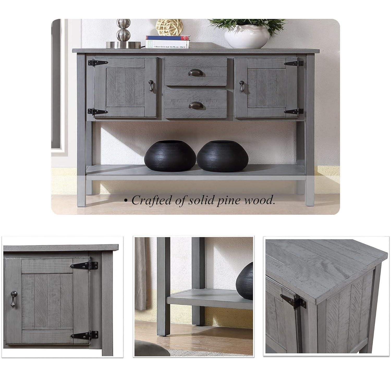 Solid Wood Farmhouse Console Table Sofa Table with Storage Drawers and Shelves for Storage Entry Hallway Foyer Sofa Side Table(48" Gray)