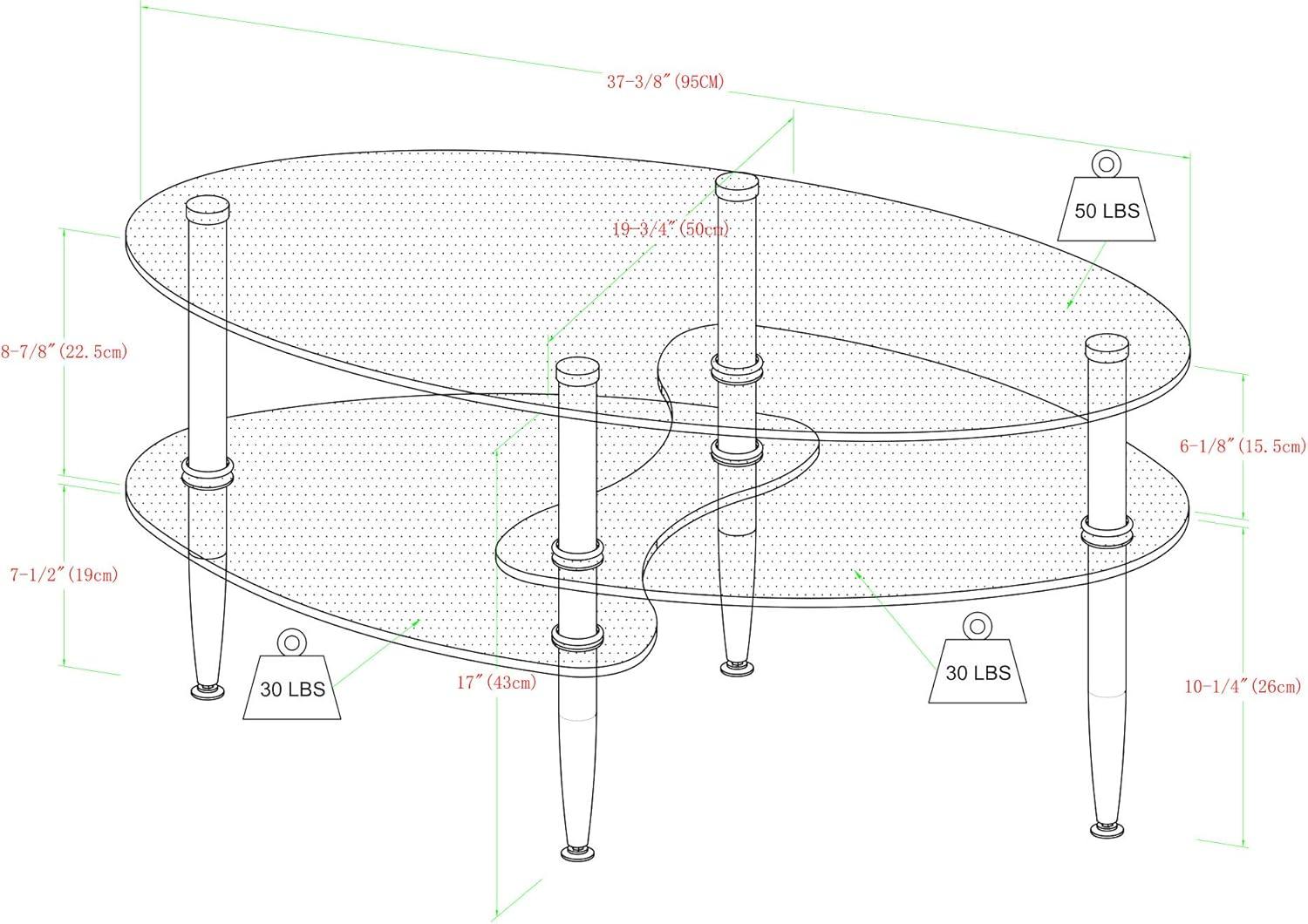 Walker Edison Mid-Century Modern Oval Glass Coffee Table